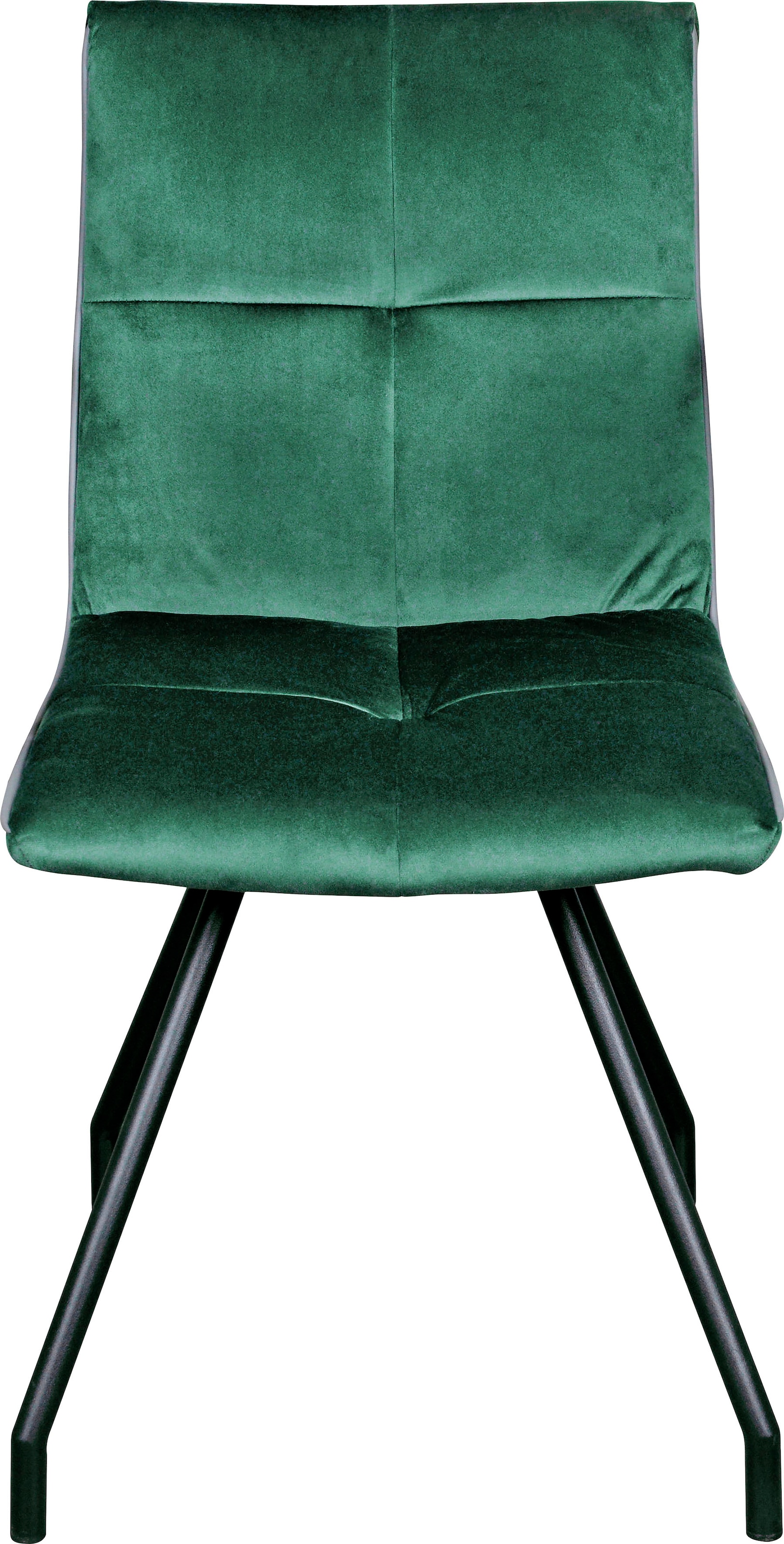 Kayoom Polsterstuhl »Stuhl Eaden 125 2er-Set, samtiger Stoffbezug, Paspel aus Kunstleder«, (Set), 2 St., stilvoll, pflegeleicht, zeitgemässe Farbgebung, samtiger Stoffbezug