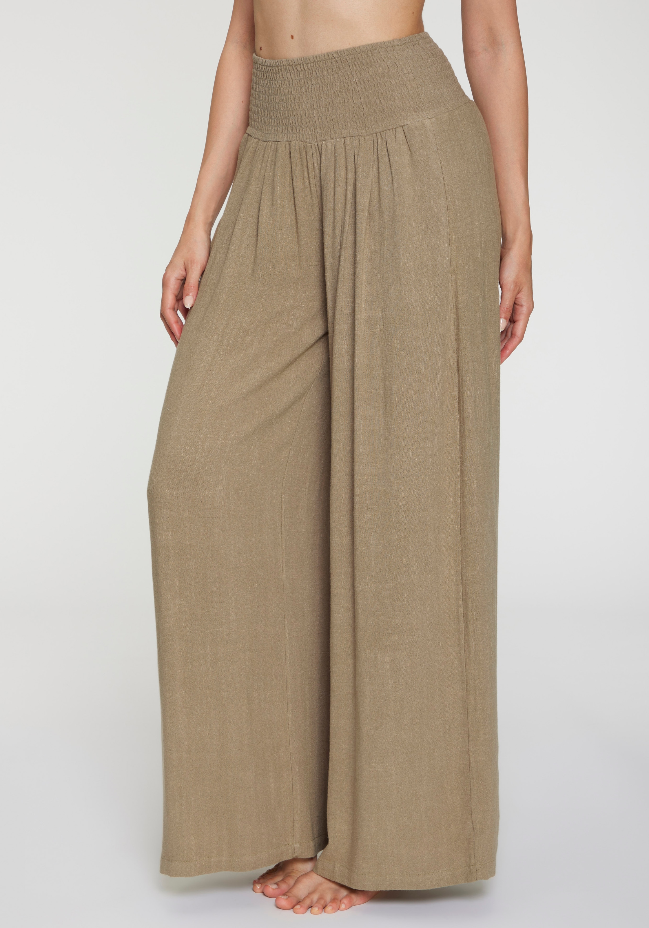 French Connection Leinenhose »mit hohem Smokbund«  weite Palazzohose für den Sommer, lockere Schlupfhose, Strandhose