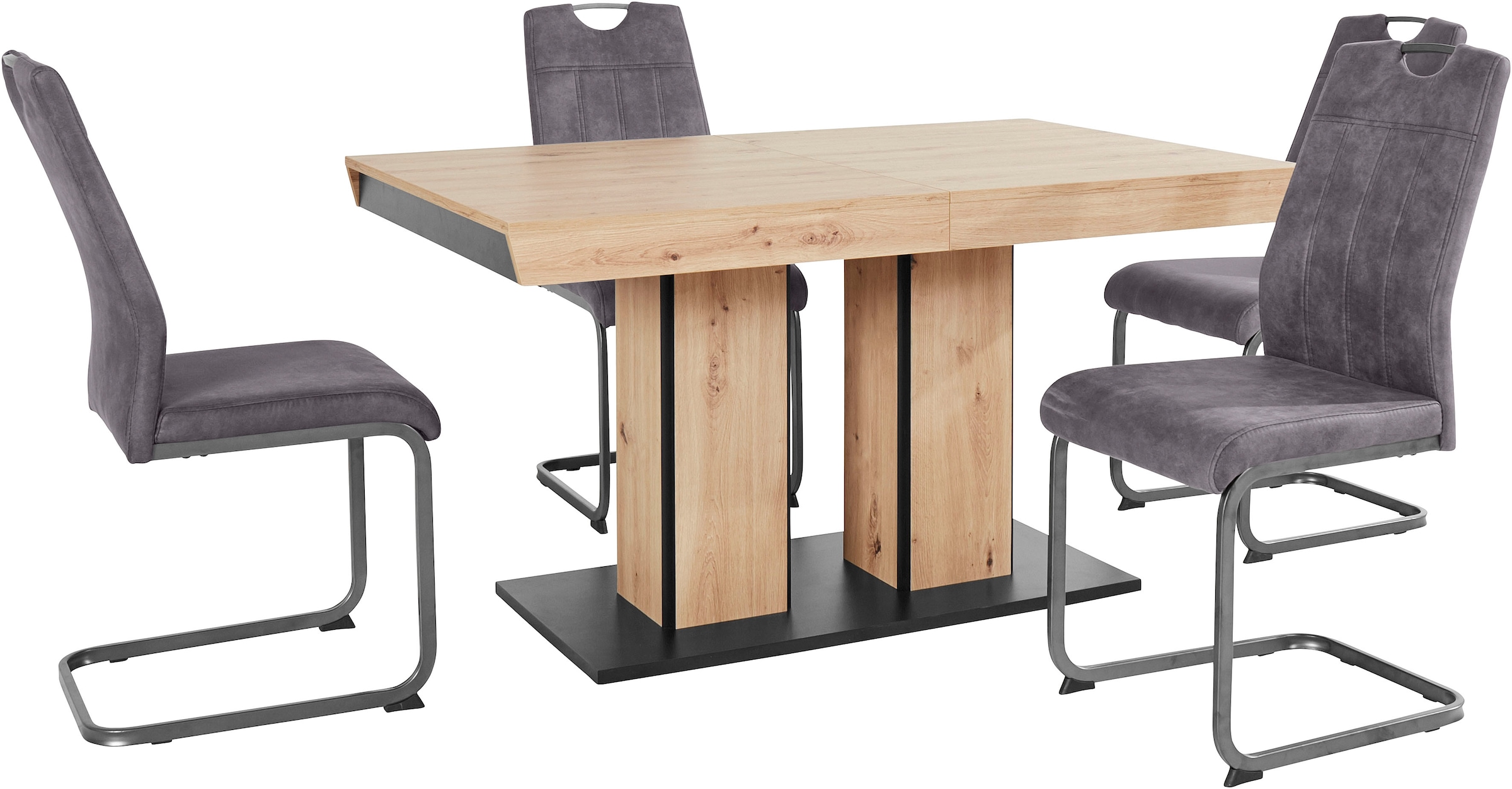 HELA Ensemble de salle à manger »Tisch ausziehbar 140 -220 cm,« Set, 5 cuis tlg. Belastbarkeit 140 KG, bequem gepolstert mit Griff
