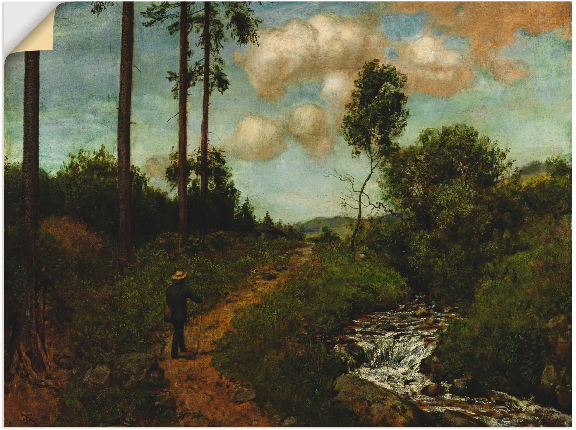 Image of Artland Wandbild »Der Wanderer im Schwarzwald. 1891«, Wald, (1 St.), in vielen Grössen & Produktarten -Leinwandbild, Poster, Wandaufkleber / Wandtattoo auch für Badezimmer geeignet bei Ackermann Versand Schweiz