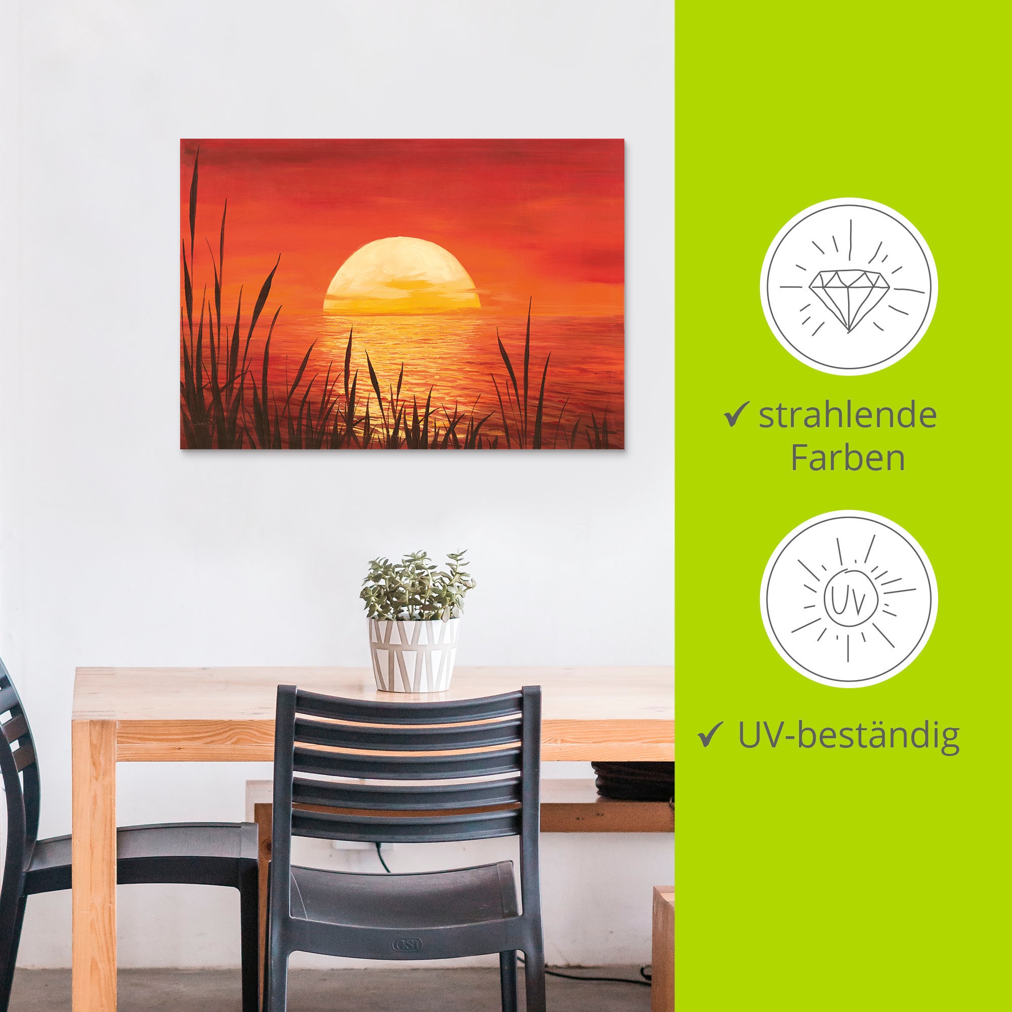 Artland Wandbild »Roter Sonnenuntergang am Ozean« Bilder vom Sonnenuntergang & -aufgang 1 Stk. tlg. als Alubild, Leinwandbild, Poster in verschied. Grössen