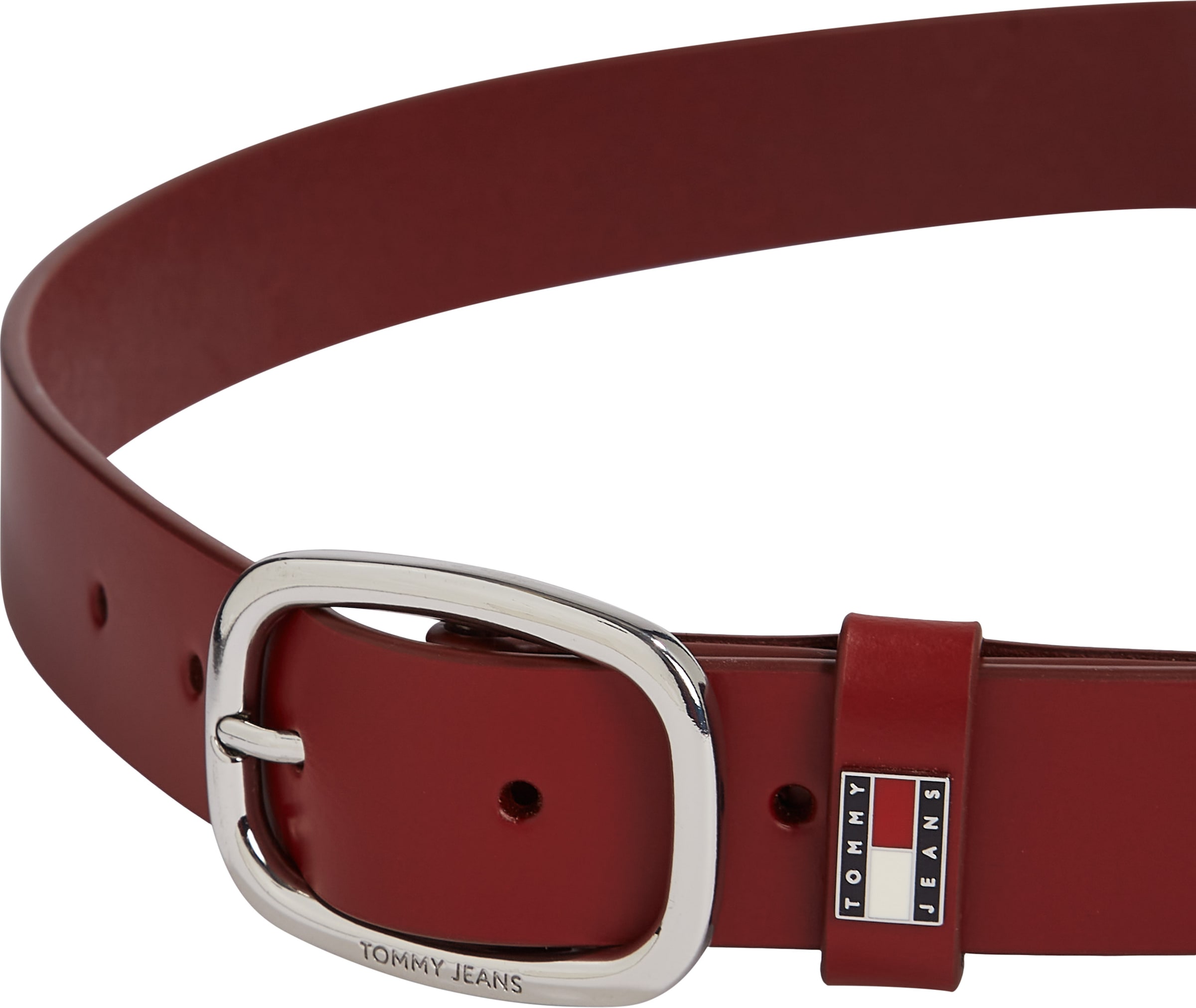 Tommy Jeans Ledergürtel »TJW OVAL 3.0«, Ovale Einfachdornschliesse und Logo am Verschluss