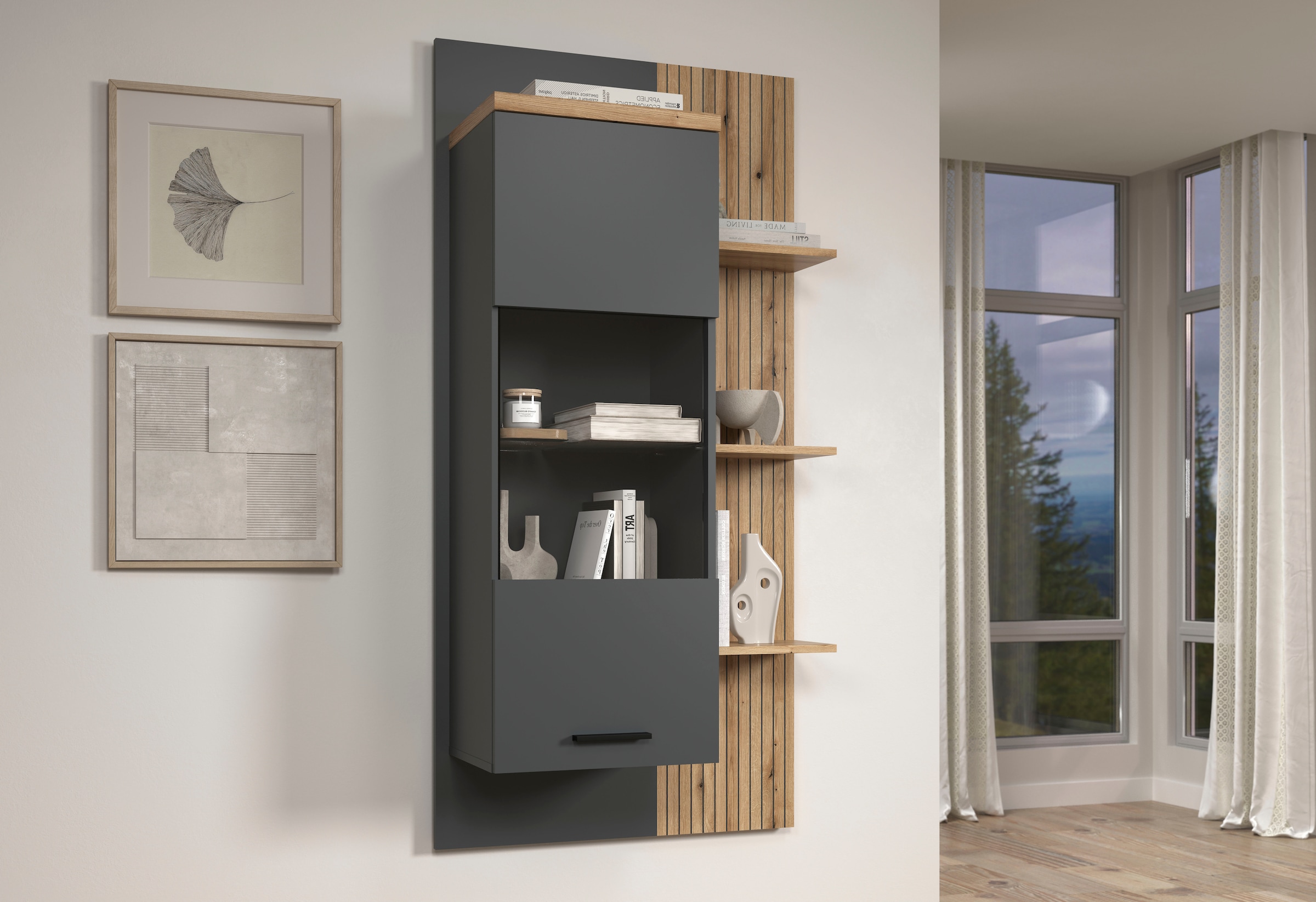 Home affaire Vitrine suspendue »Bajo« 1 cuis tlg. Hängeschrank mit 1 Tür & 1 Glasboden – (B/T/H) 80/32/161 cm