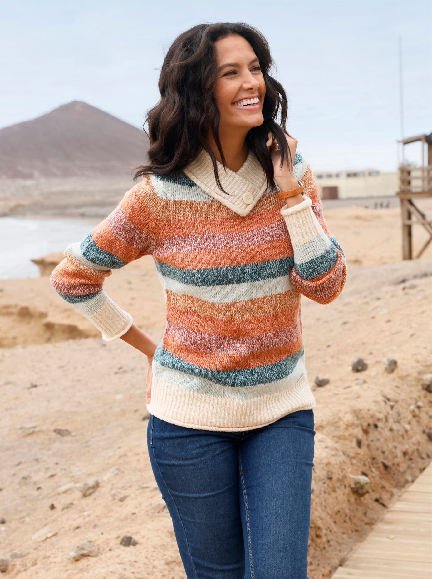 Image of Casual Looks V-Ausschnitt-Pullover "Stehkragen-Pullover"