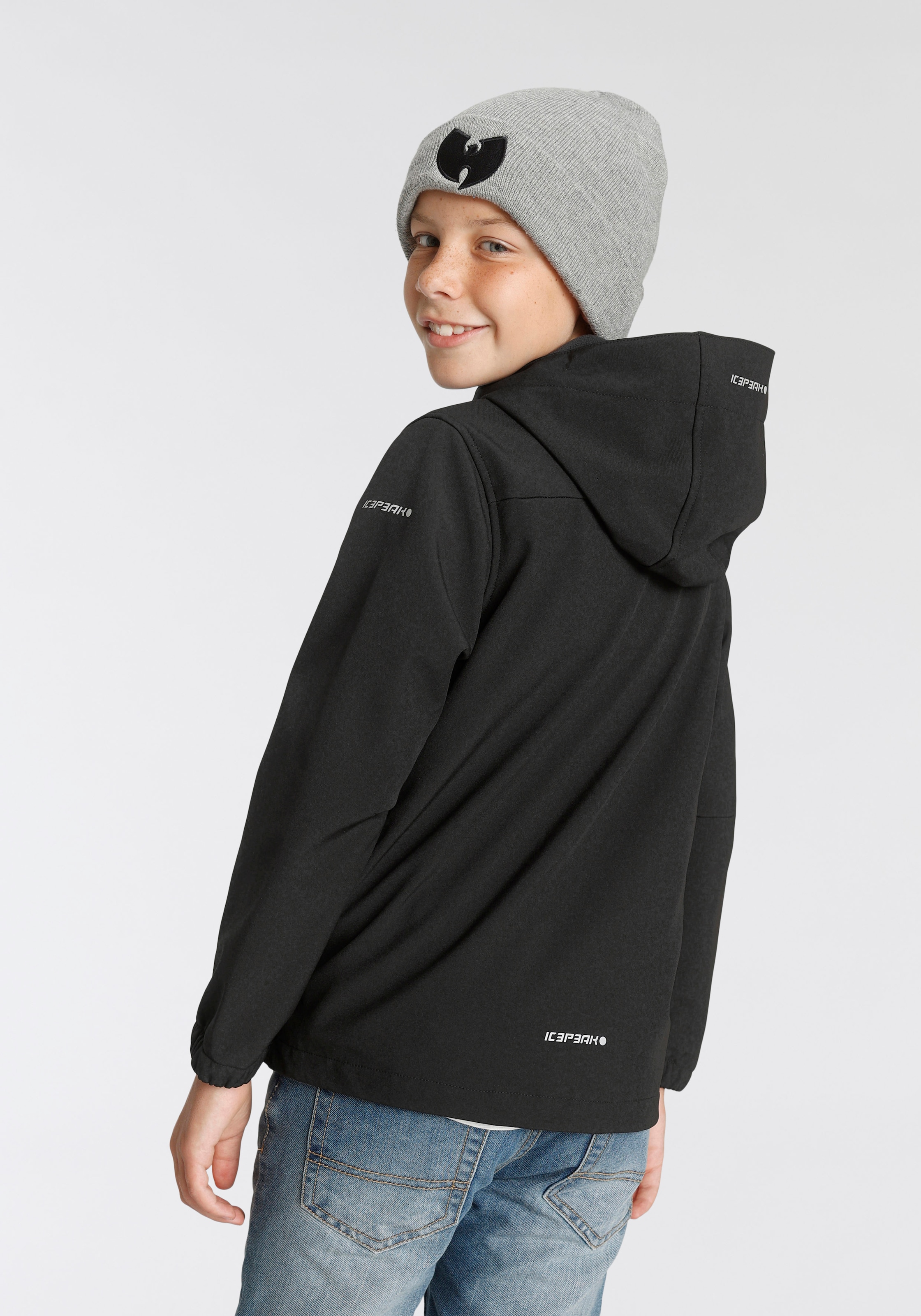 Icepeak Veste softshell »KONAN JR« 1 cuis tlg. mit Kapuze aus winddichtem und wasserabweisendem Material