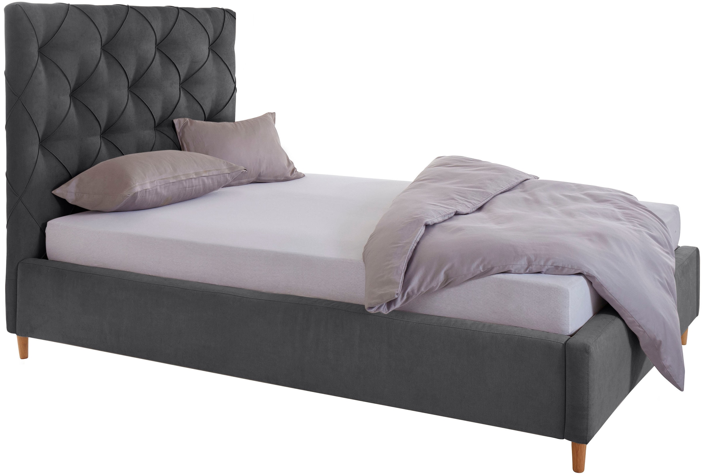 Leonique Lit rembourré »Louanne« mit schöner Knopfheftung im Rückenteil, inkl. Bettkasten