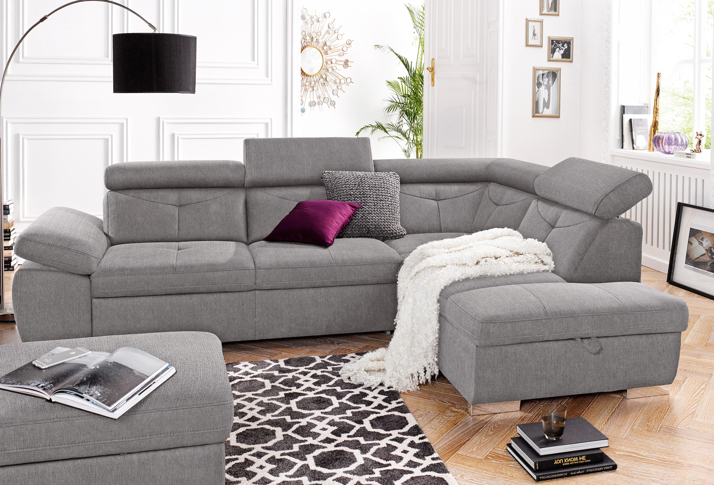 Image of exxpo - sofa fashion Ecksofa "Spring, super bequem und komfortabel mit Armteil- und Kopfteilfunktion" wahlweise mit Bettfunktion und Bettkasten, L-Form