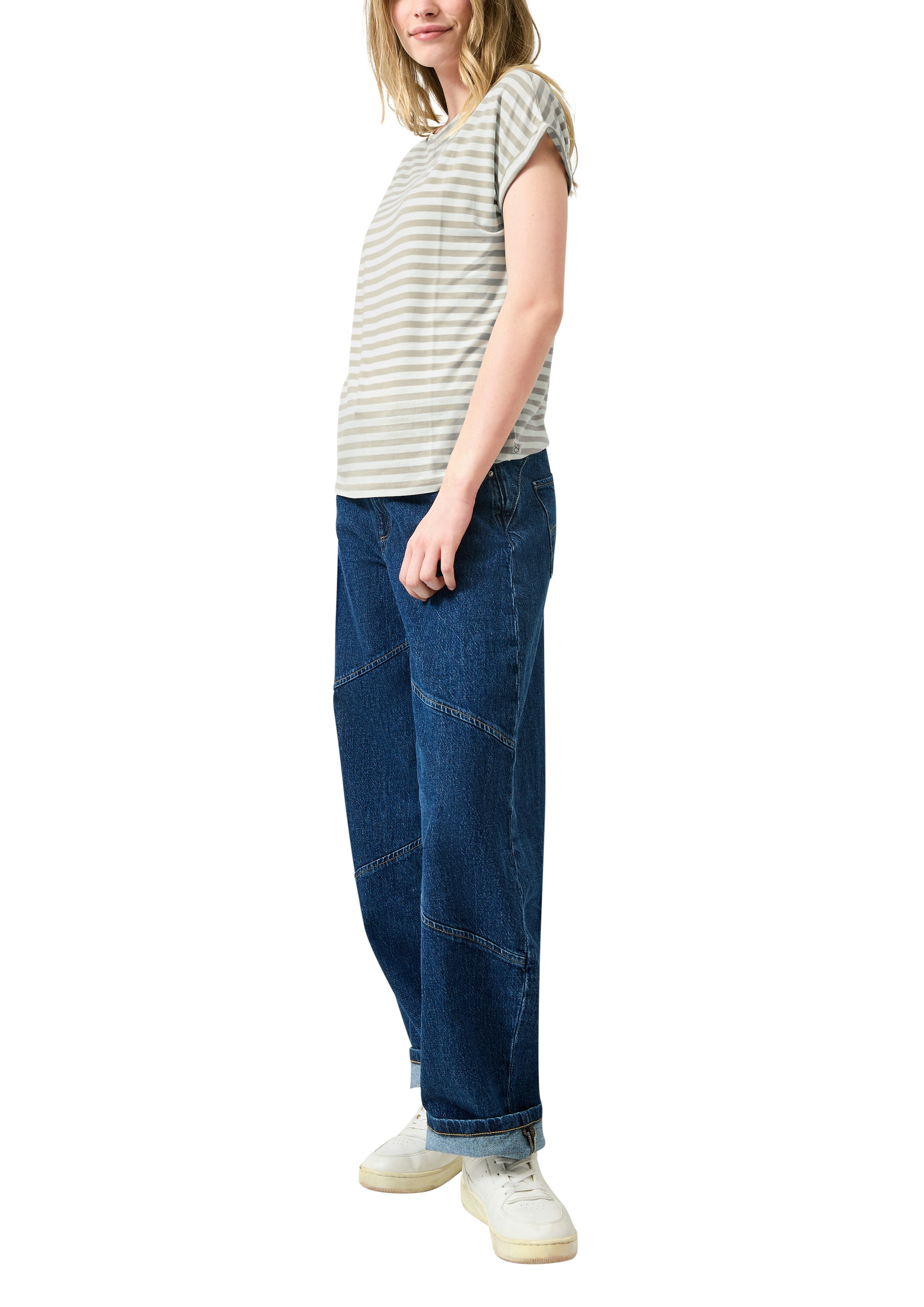 QS Kurzarmshirt im Streifen-Design