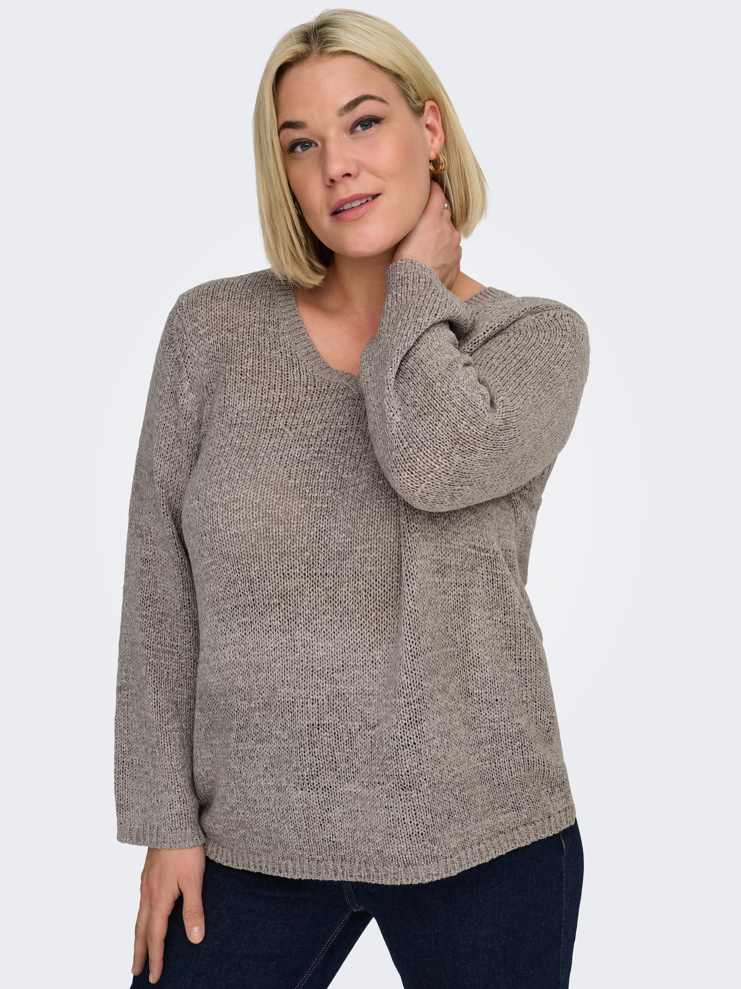 Image of ONLY CARMAKOMA V-Ausschnitt-Pullover "CARGEENA L/S V-NECK KNT NOOS"