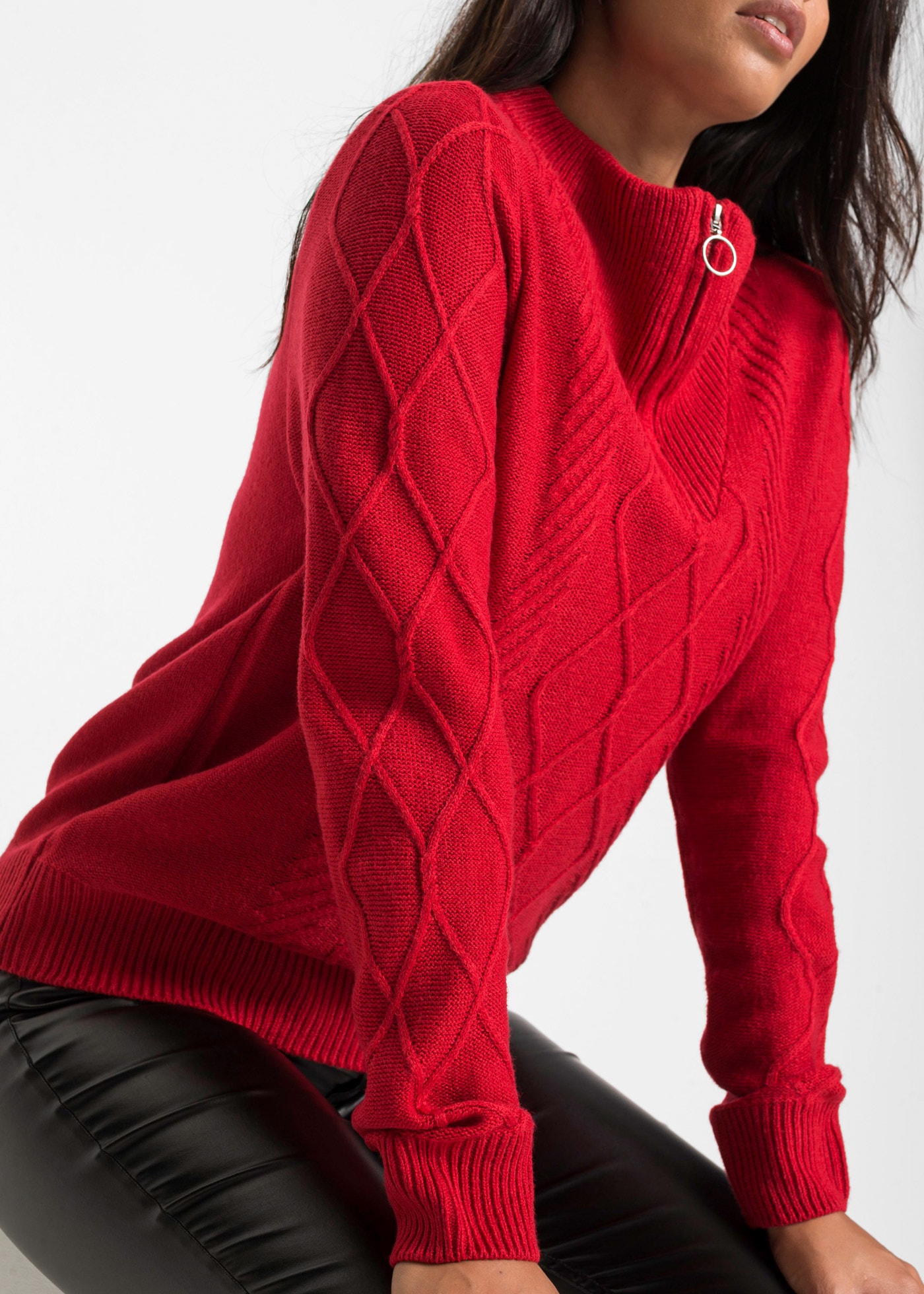 bonprix Troyer aus Polyacryl, mit Reissverschluss, überschnittene Schulter