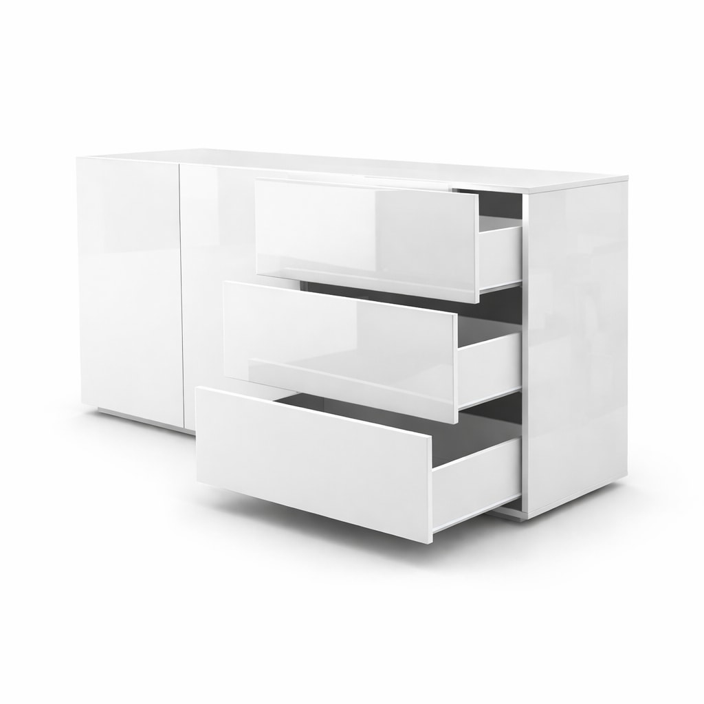 GOODproduct Kommode »San Remo, Kombikommode, Sideboard, mit viel Stauraum, Hochglanz« Moderne Kommode, UV-lackiert, grifflos, push-to-open-Funktion, B=180cm