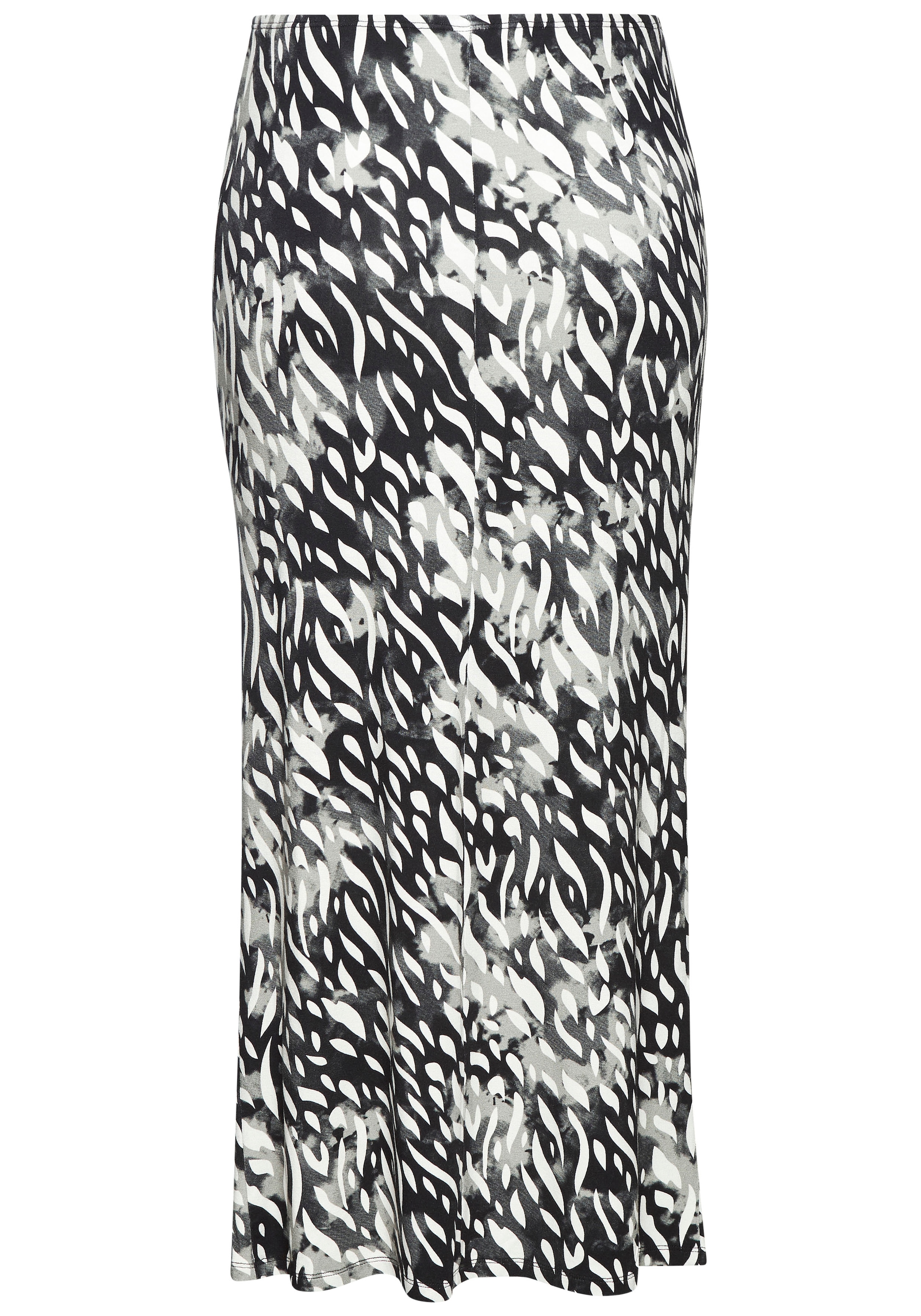 LASCANA Jerseyrock, mit seitlicher Raffung und Schlitz, Midirock im Alloverprint