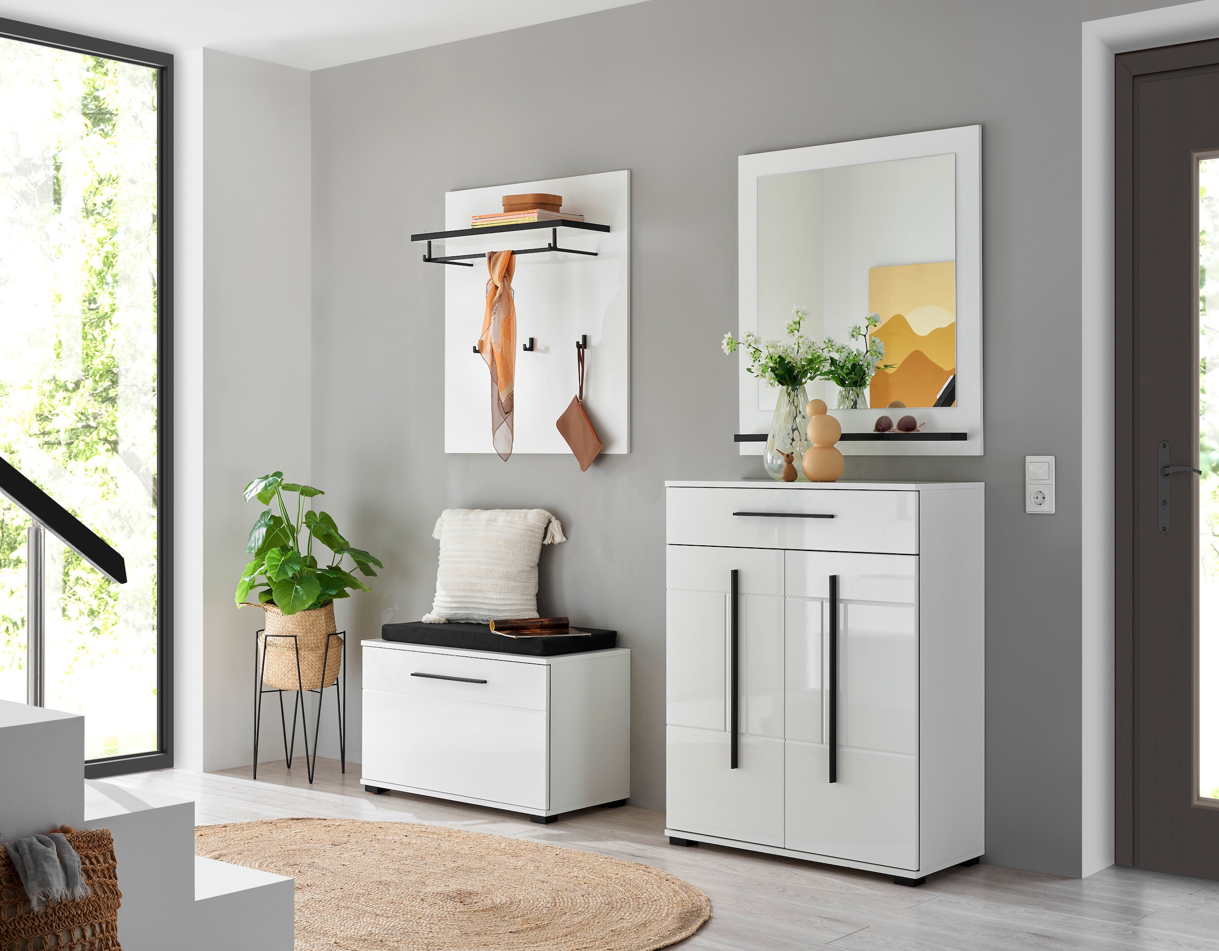 Home affaire Polsterbank »Cantara, Garderobenbank mit Klappe, Sitzbank in zwei Farben« 2 Stk. tlg. inkl. Sitzkissen, Platz für ca. 6 Paar Schuhe, 80 cm breit