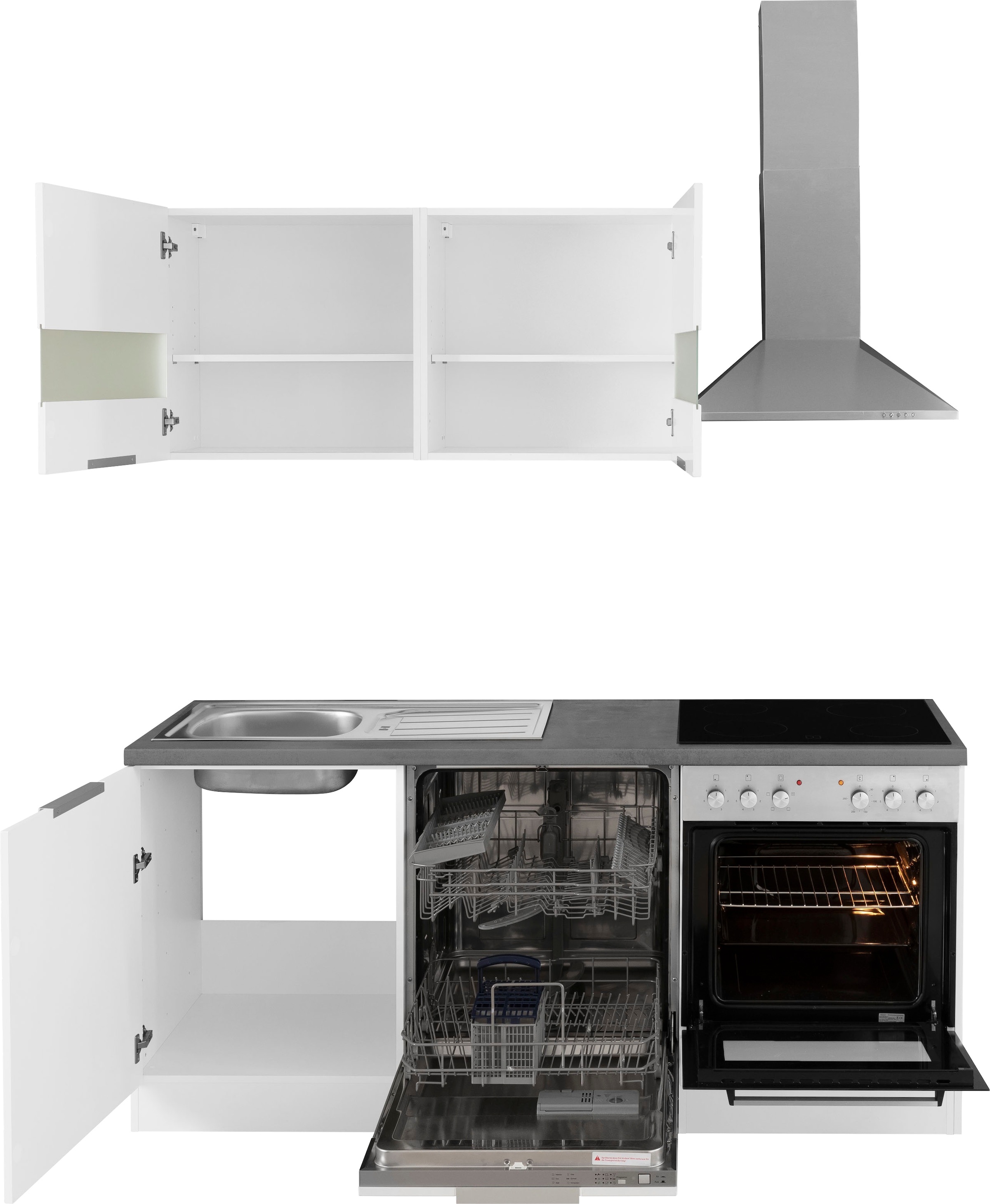 KOCHSTATION »KS-Luhe« 180 cm de large, avec ou sans appareils électriques, façades MDF fraisées
