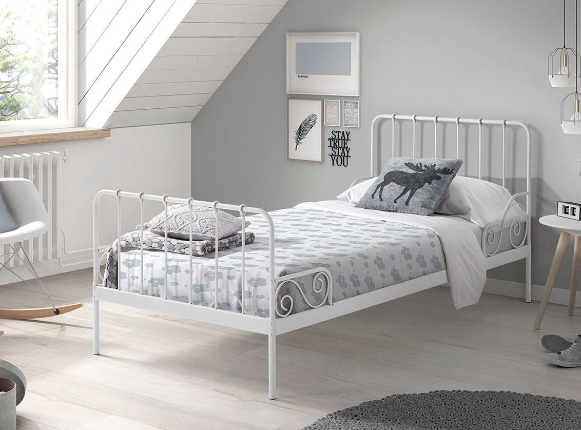 Vipack Jugendbett »Alice, Bettgestell Metall, pulverbeschichtet, in zeitlosem Design« B/H/T ca. 205x89,5x94,5cm, zwei Farben zur Auswahl,  Metallbett inkl. Lattenrost, stabil und standfest