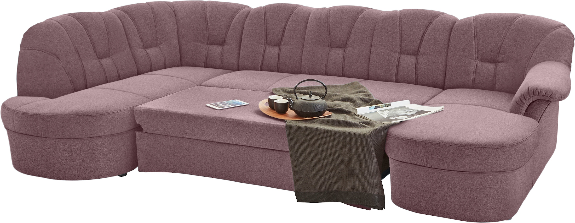 DOMO collection Wohnlandschaft »Papenburg U-Form«, in grosser Farbvielfalt, wahlweise Bettfunktion, frei im Raum stellbar