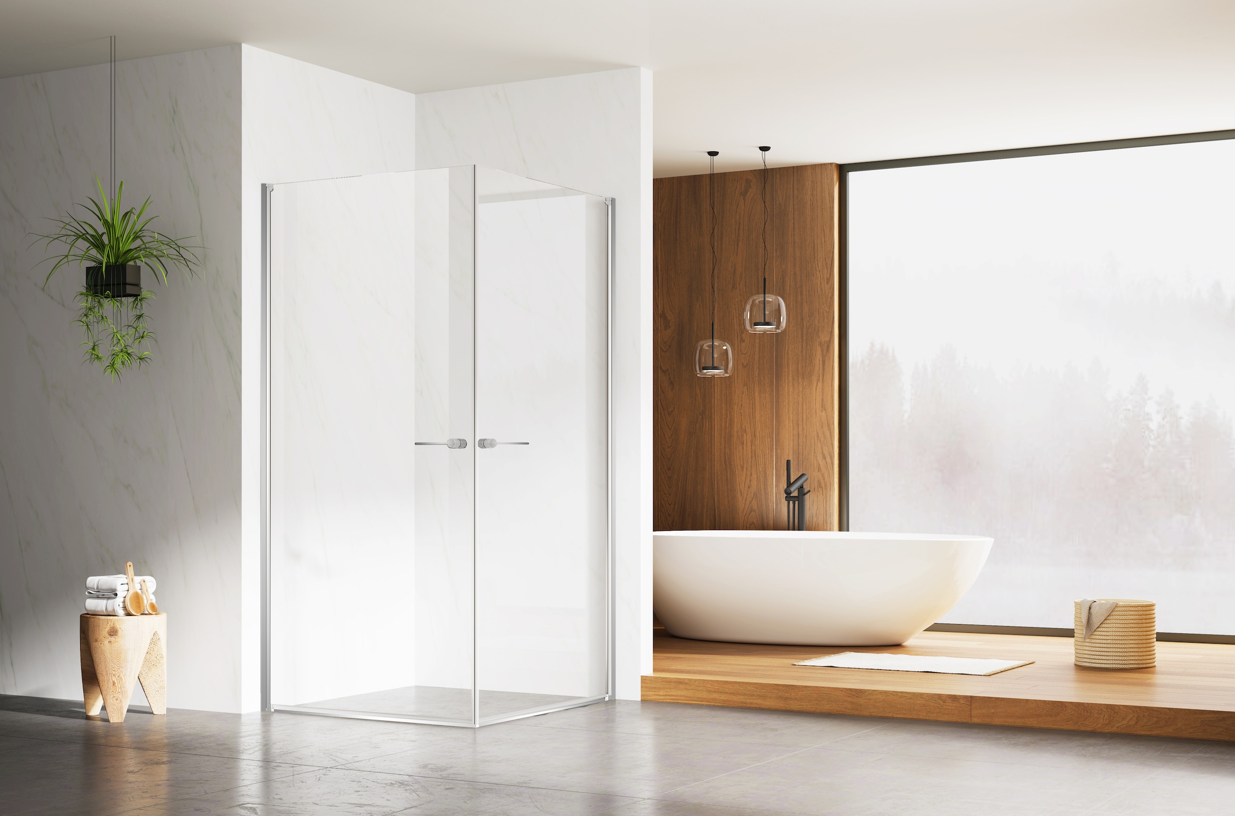 welltime Eckdusche »Firenze« Rahmenloses Design mit extravaganten Griffen, 6mm ESG