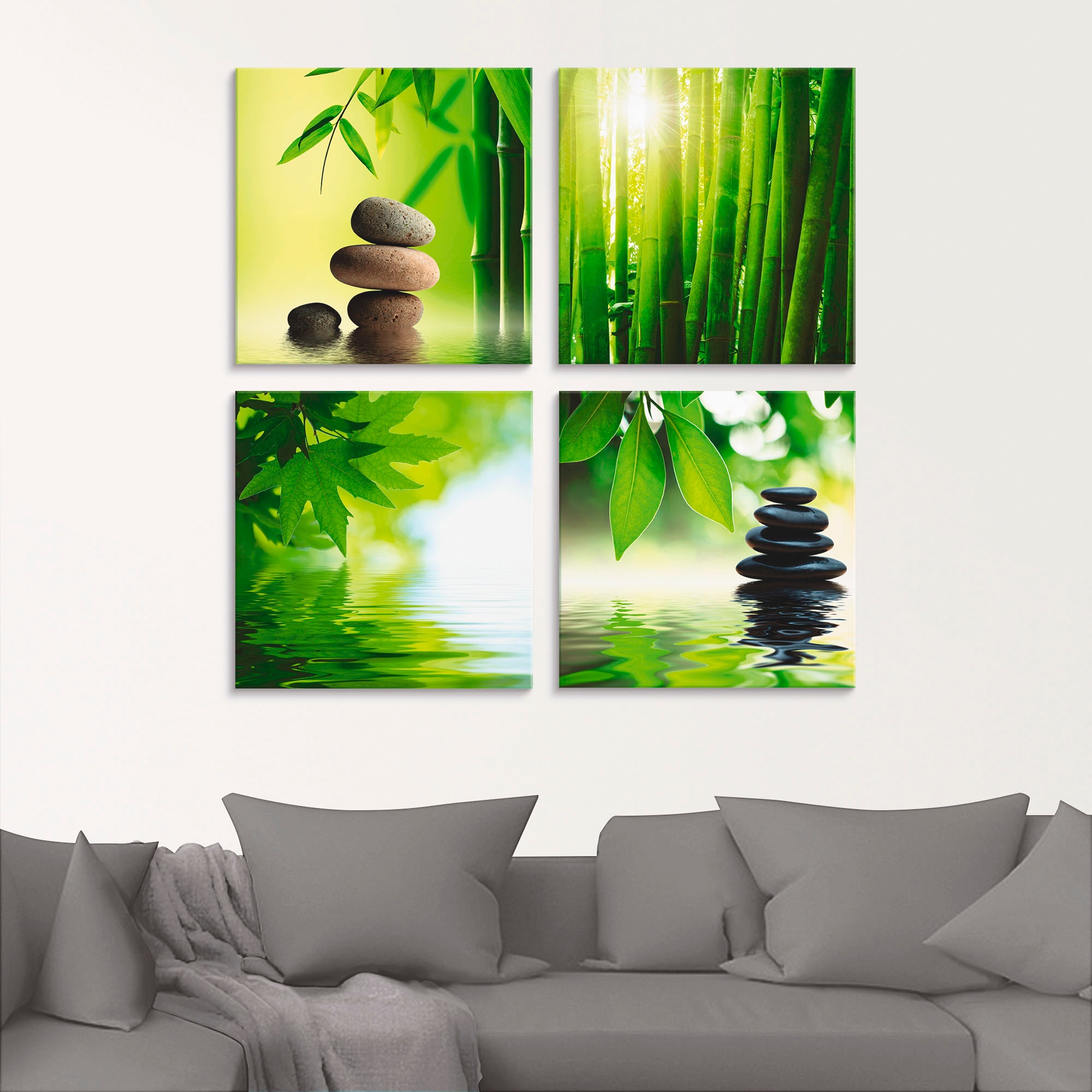 Artland Glasbild »Spa Stillleben Bambus Steinpyramide«, Zen, (4 St.), in verschiedenen Grössen