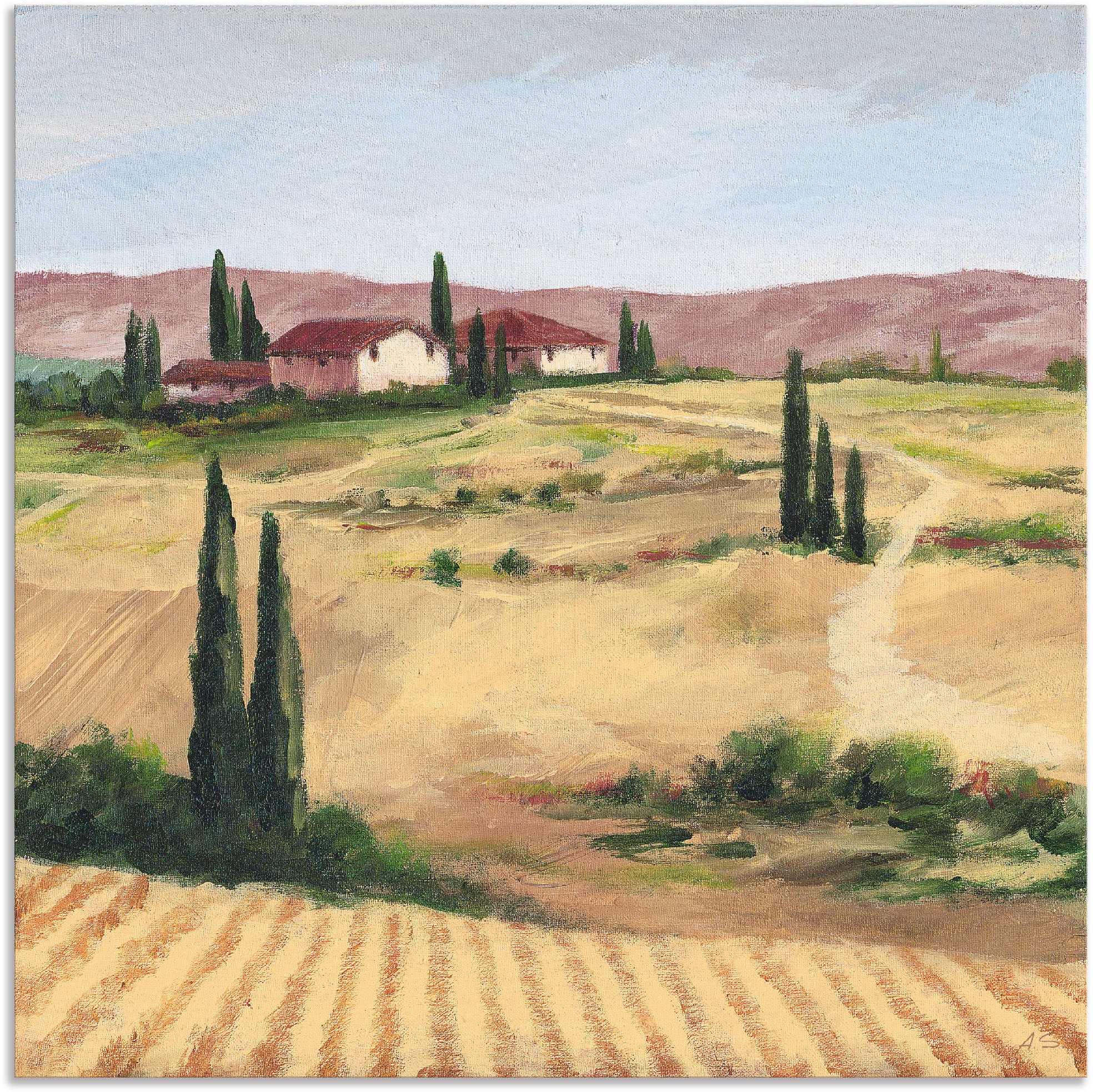 Image of Artland Wandbild »Die toskanische Landschaft II«, Bilder von Europa, (1 St.), in vielen Grössen & Produktarten - Alubild / Outdoorbild für den Aussenbereich, Leinwandbild, Poster, Wandaufkleber / Wandtattoo auch für Badezimmer geeignet bei Ackermann Versa