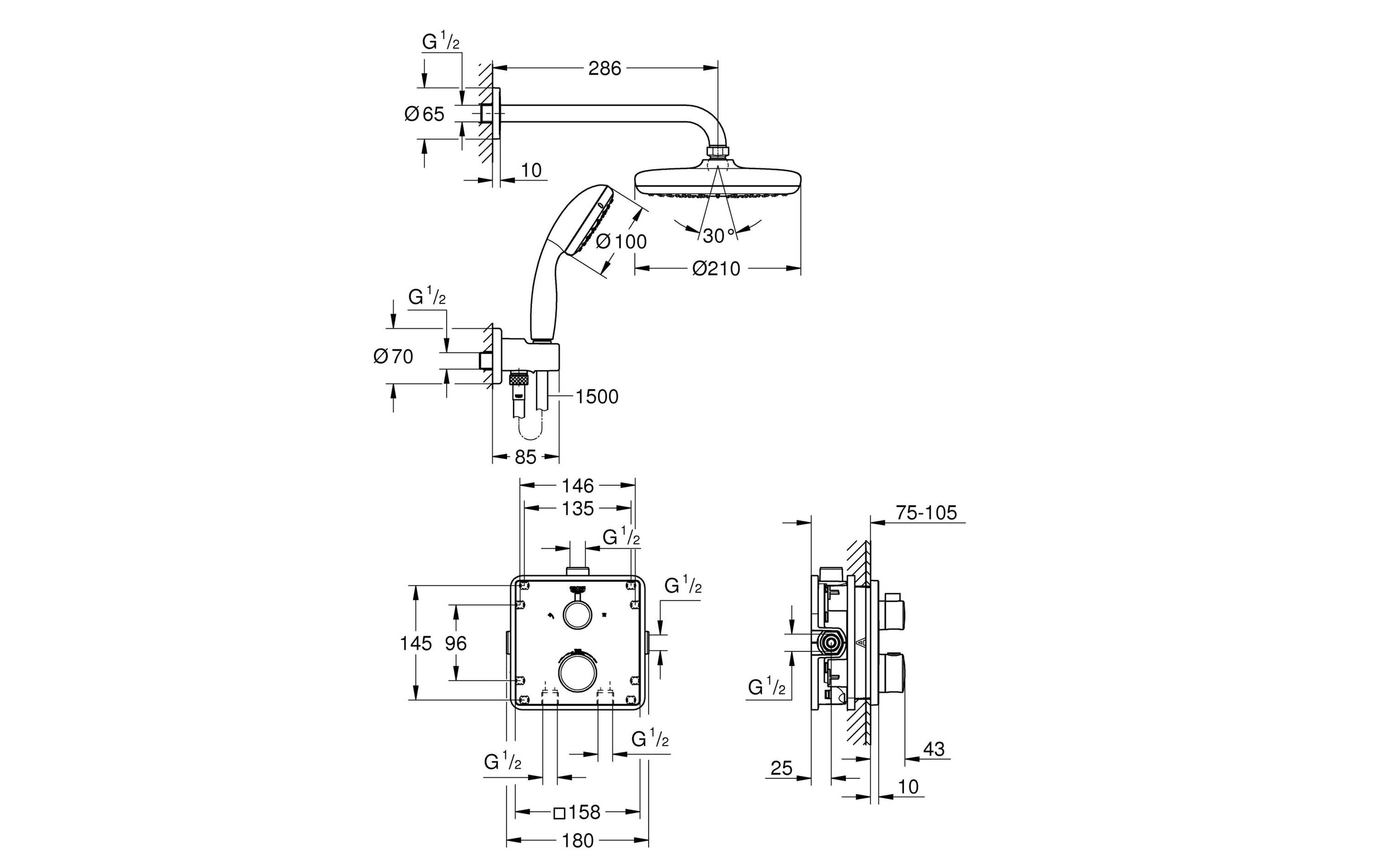 Grohe Duschsystem »Grohtherm Duschsystem Unterputz«