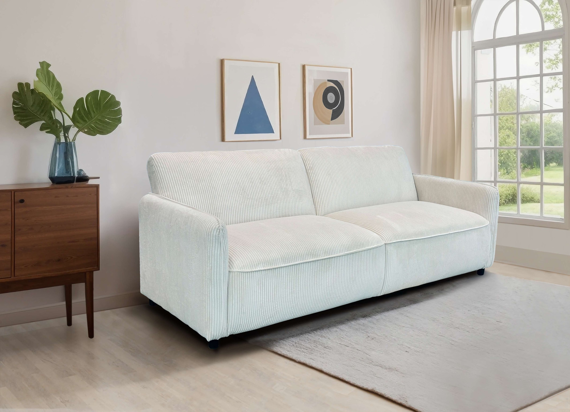 Dorel Home 3-Sitzer »Allie Curved Schlafsofa 209 cm« Bettfunktion (110/190), verstellbare Rückenlehne, Cord u. Velours