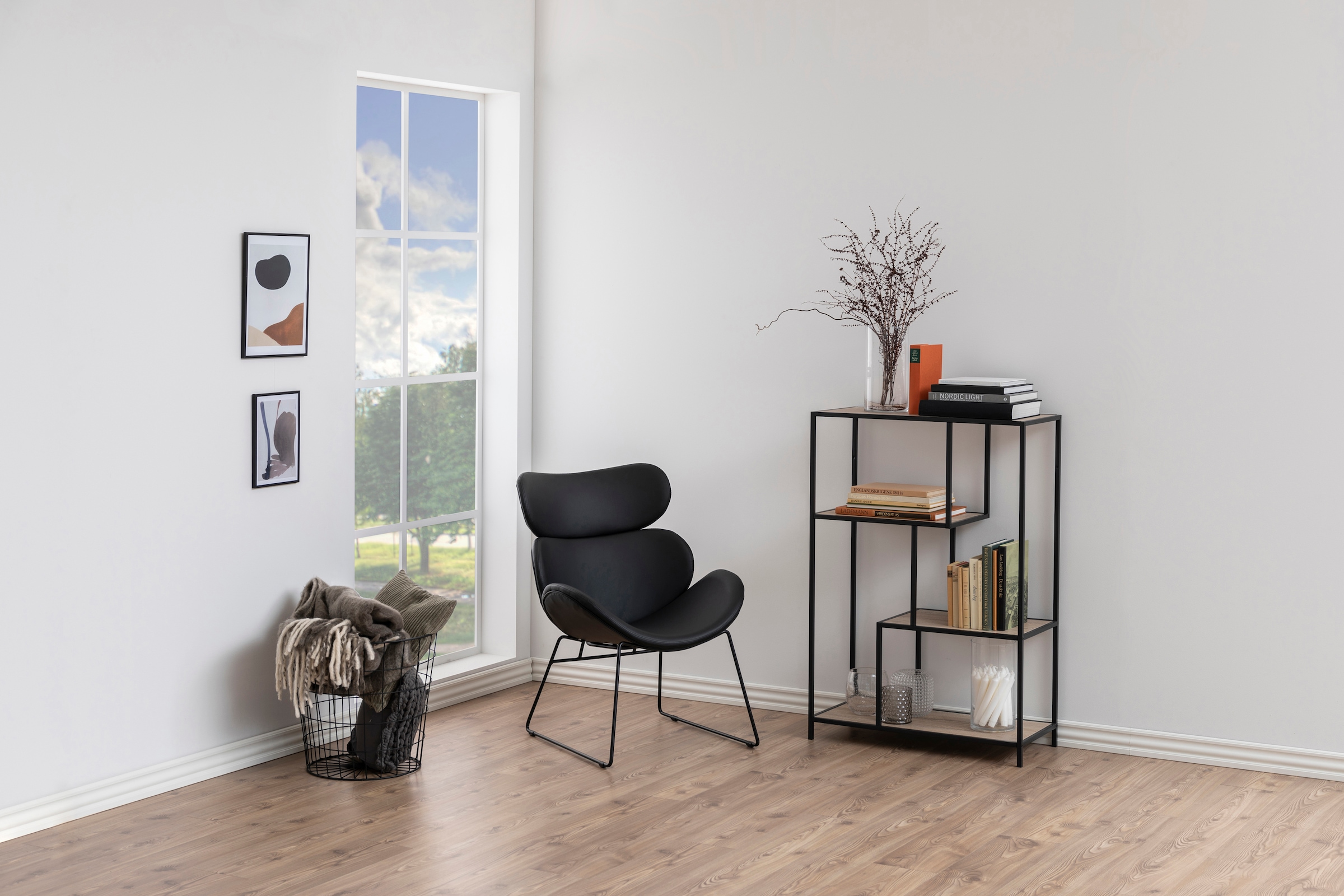 ACTONA GROUP Bücherregal Metallgestell, 3 Einlegeböden und asymmetrischen Details, Höhe 114 cm