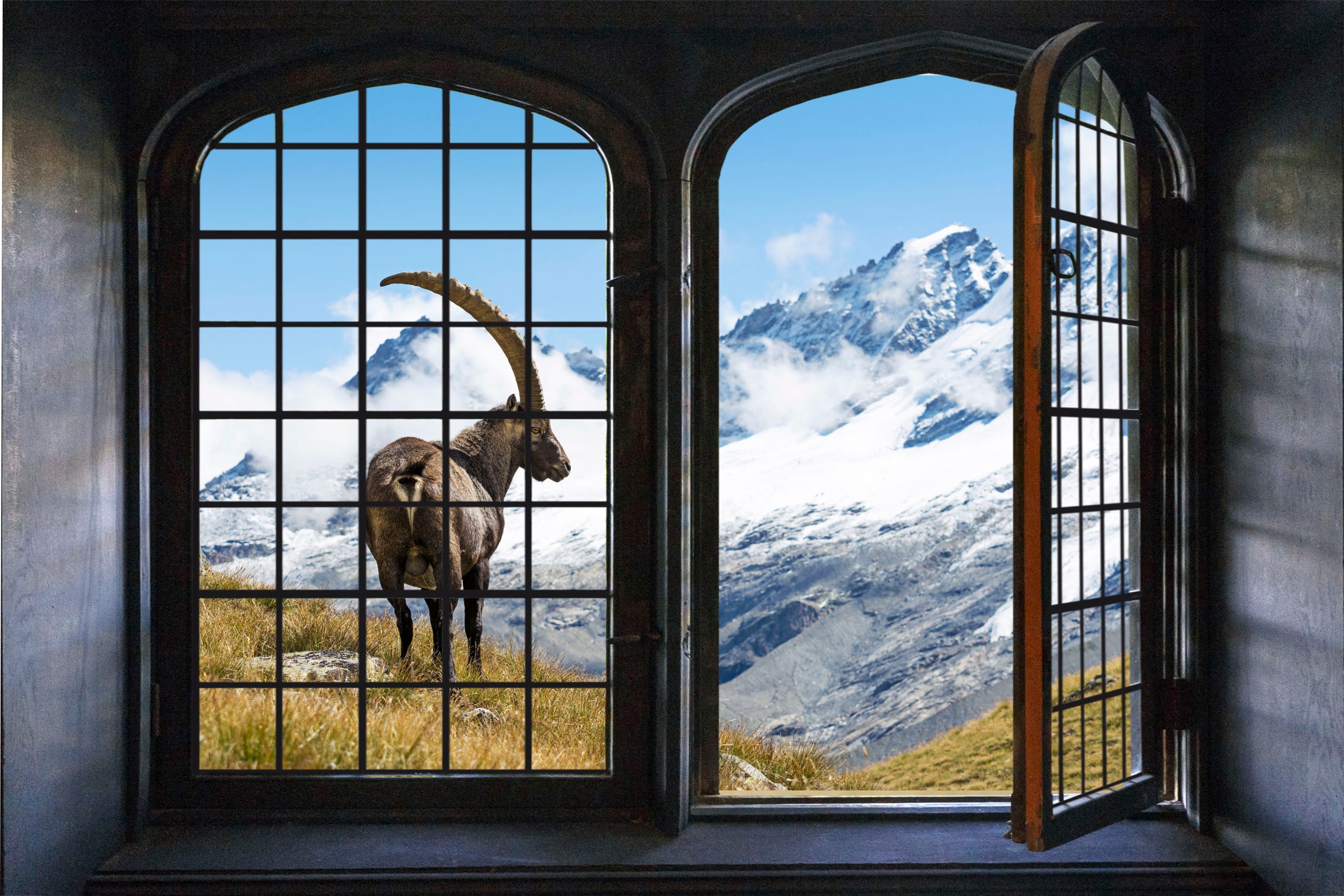 Image of queence Wandsticker "Die Berge" Wandsticker, Wandbild, selbstklebend, 3D, Fenster