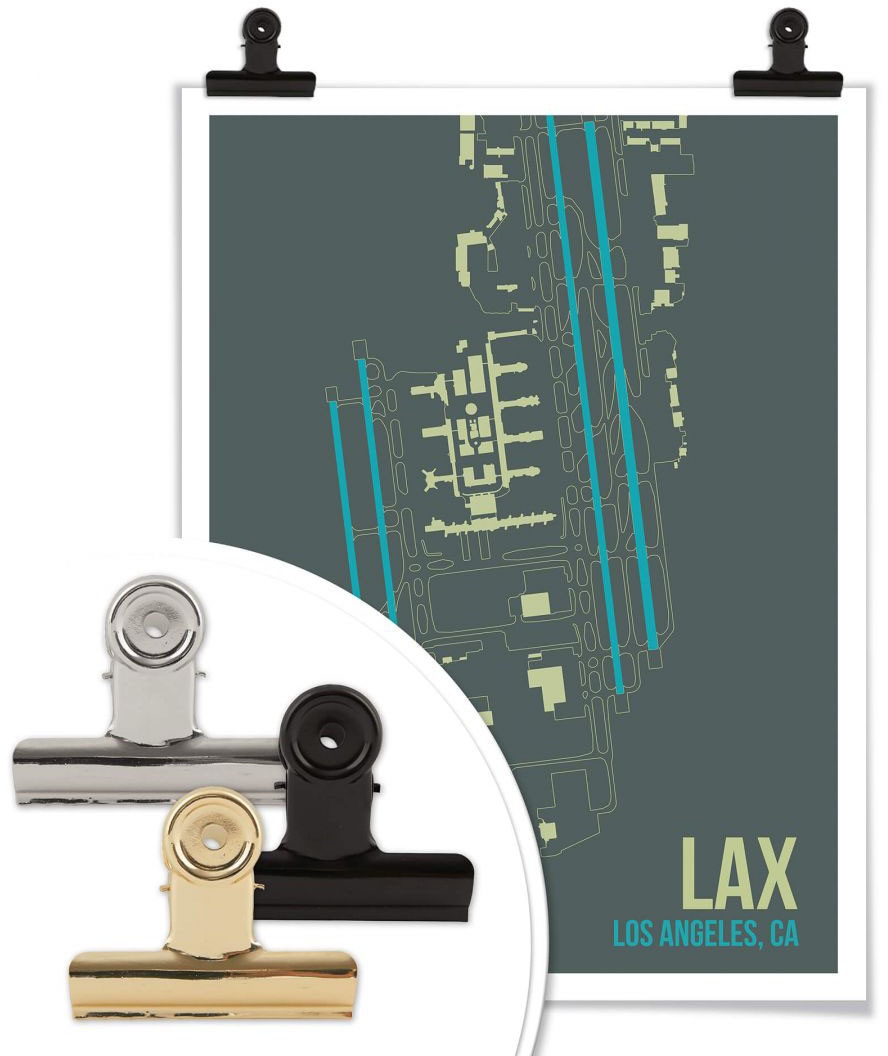 Wall-Art Poster »Wandbild LAX Grundriss Los Angeles«, Grundriss, (1 St.), Poster ohne Bilderrahmen