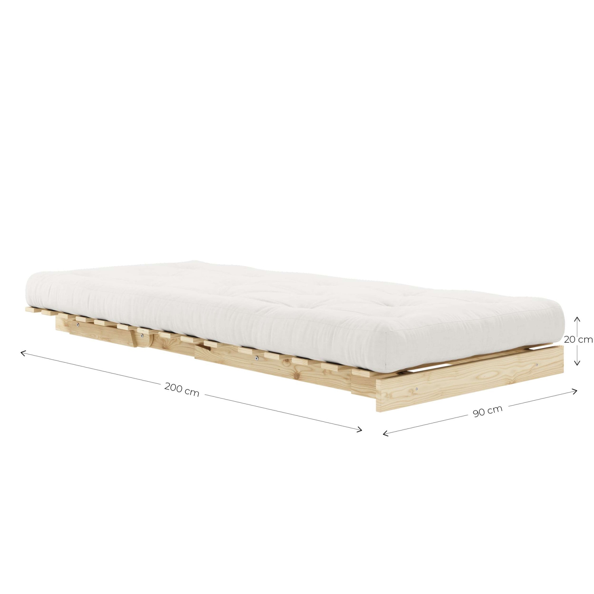 Karup Design Lit de jour »Roots Sofa Bed, Schlafsofa, Bettfunktion, FSC®-Massivholz, B: 90 cm« Incl. matelas futon. Fabriqué en Europe, design minimaliste