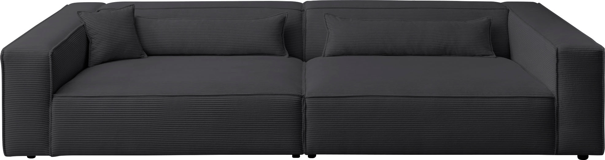 LeGer Home by Lena Gercke 3-places »PIARA XXL Cord, Sofa mit Kedernaht« pieds noirs, confort d'assise, assise extra profonde
