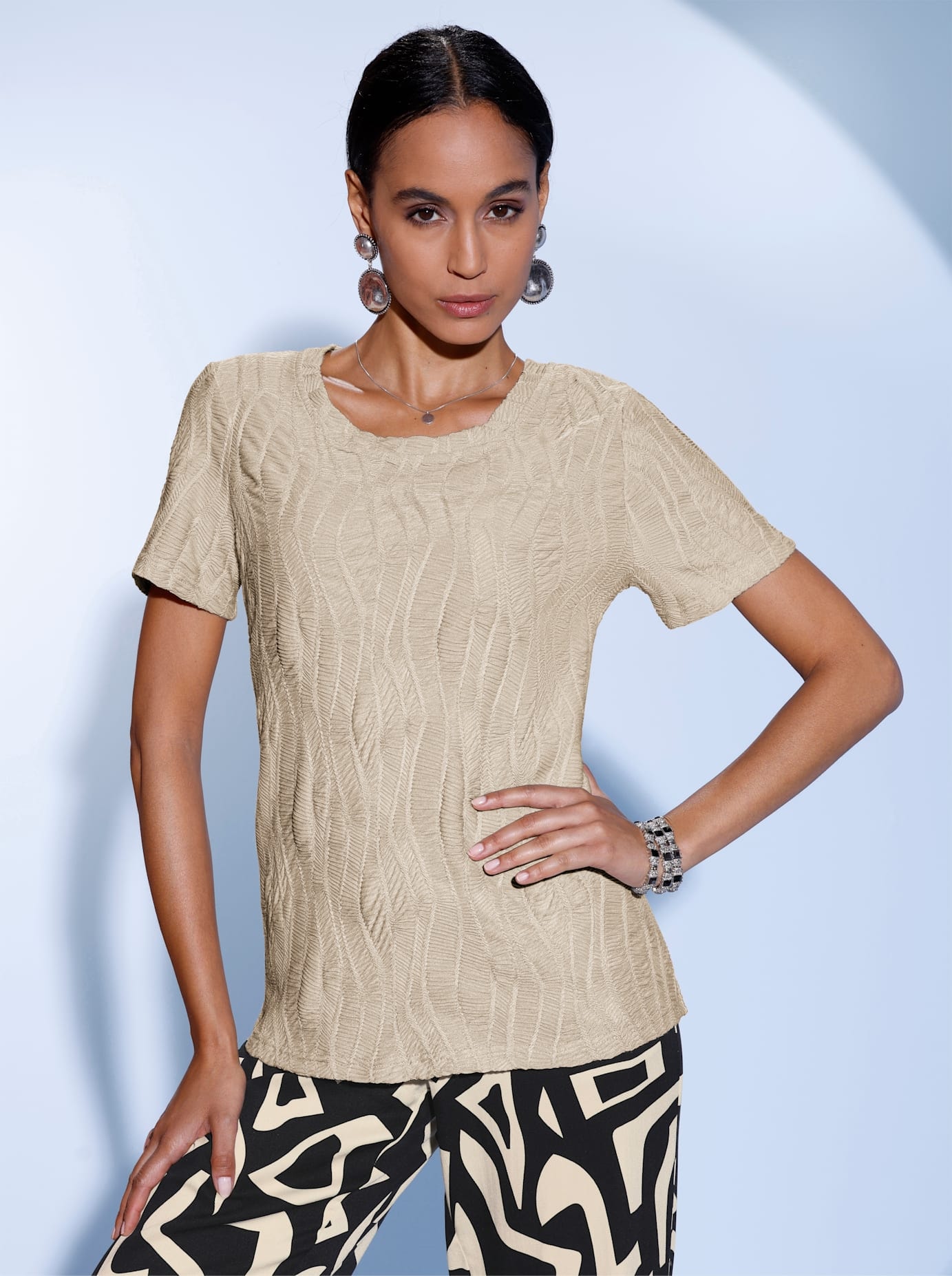 Image of creation L Kurzarmshirt "Jacquard-Shirt" 1 tlg.