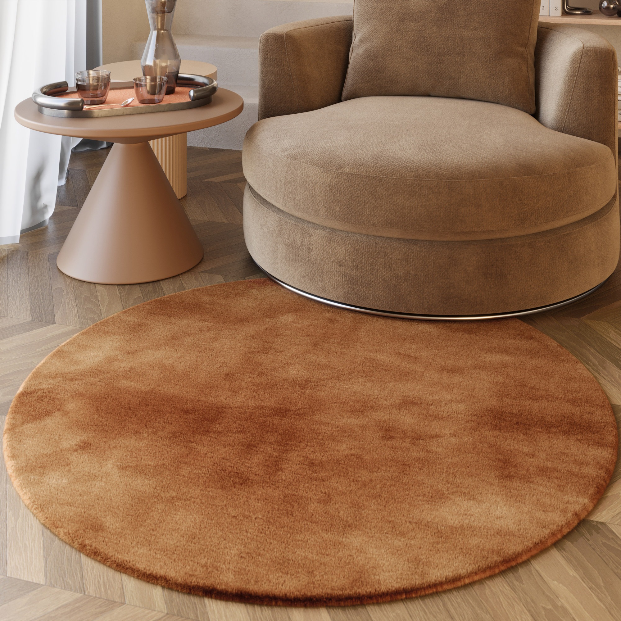 Esprit Hochflor-Teppich »Alice ESP-4377 Kunstfell«, rund, 25 mm Höhe, Kaninchenfell-Haptik, besonders weich und dicht, für alle Räume