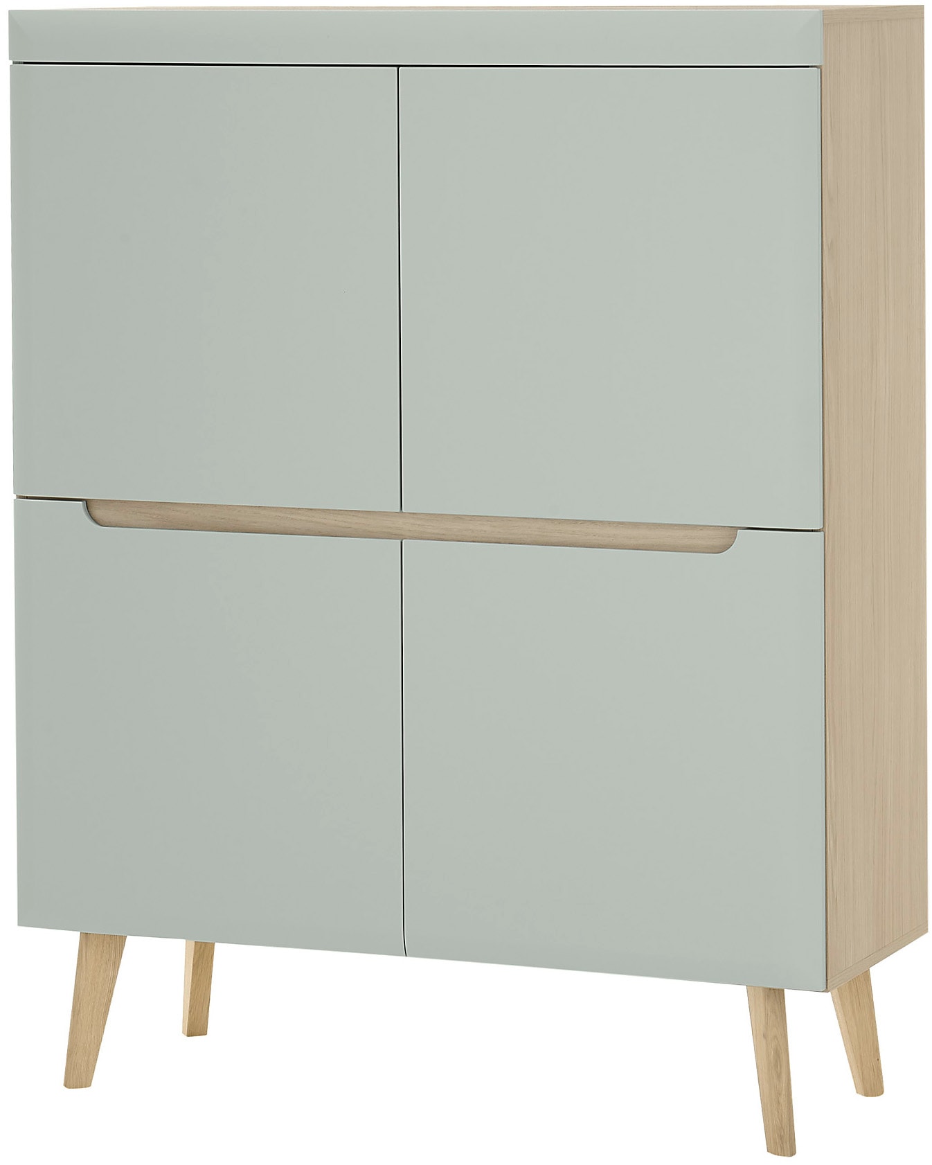 INOSIGN Highboard »Torge, Kommode, Schrank, Sideboard, Anrichte, Mehrzweckschrank«, (1 St.), abgeschrägte Füsse, drei Farben, Scandi Design, 107 cm breit