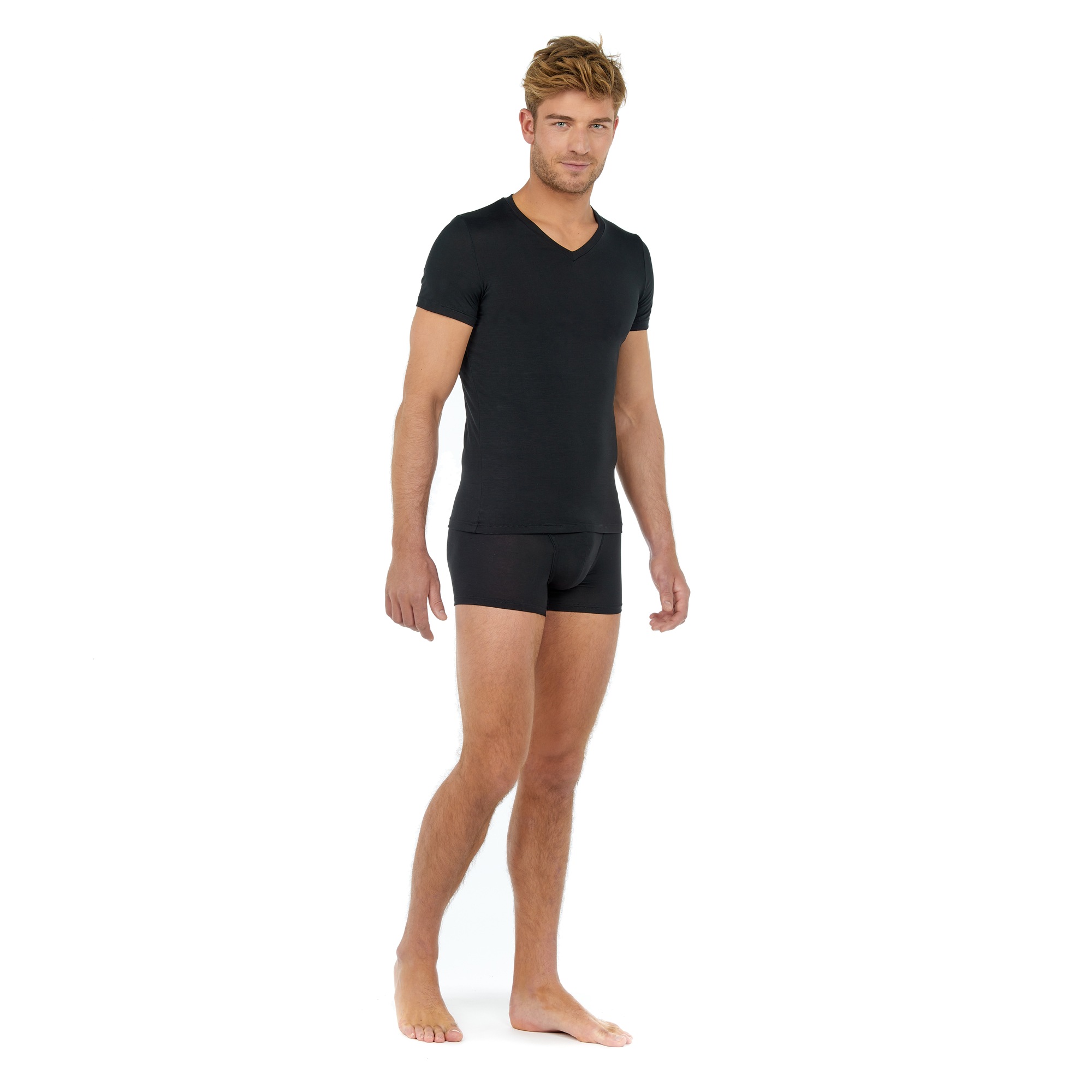 Image of Hom V-Shirt "Tencel soft" Kurzarm, weich, elastisch