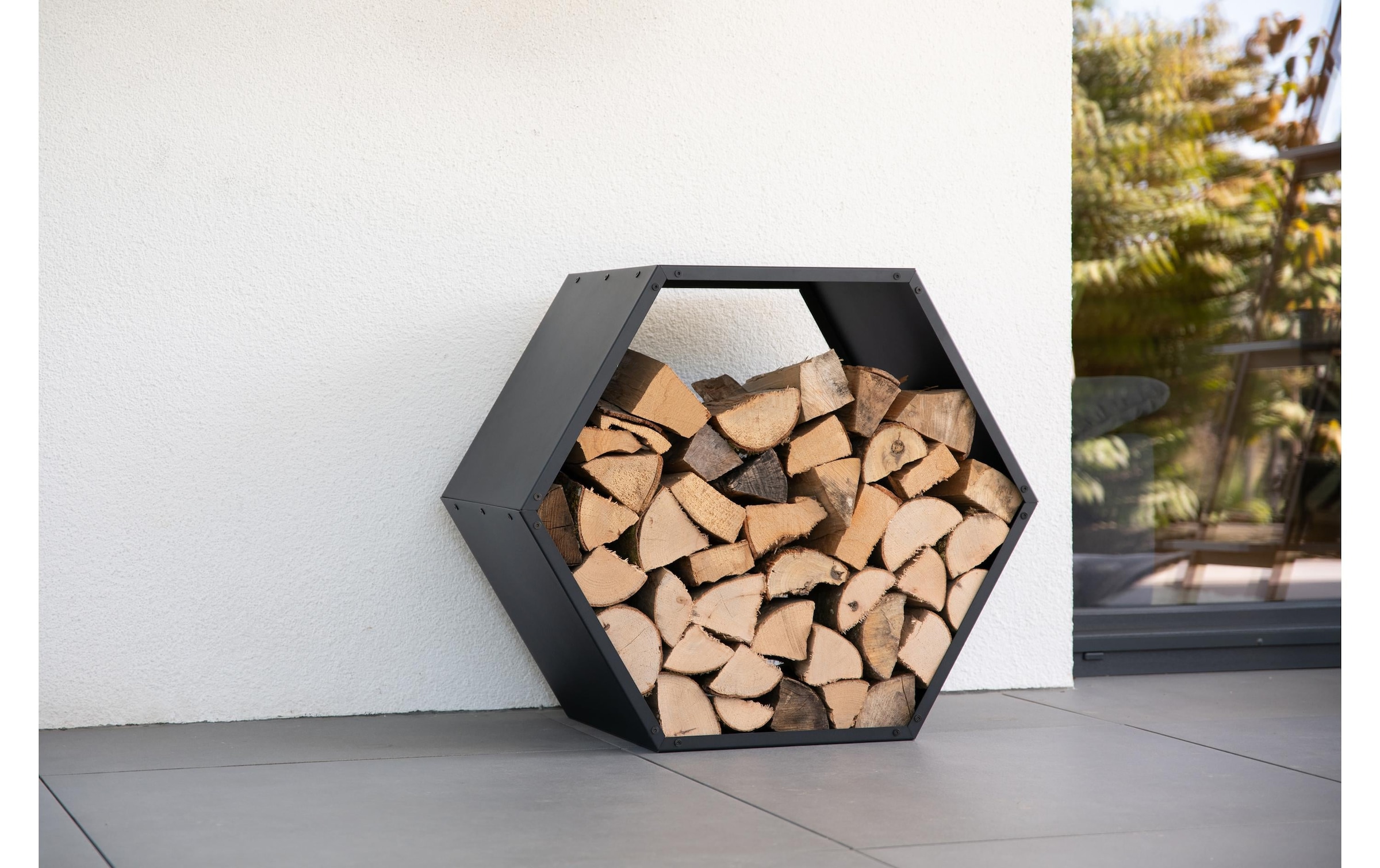 WESTMANN Kaminholzregal »Biene« schwarz, BxTxH: 88x44,5x76,5cm