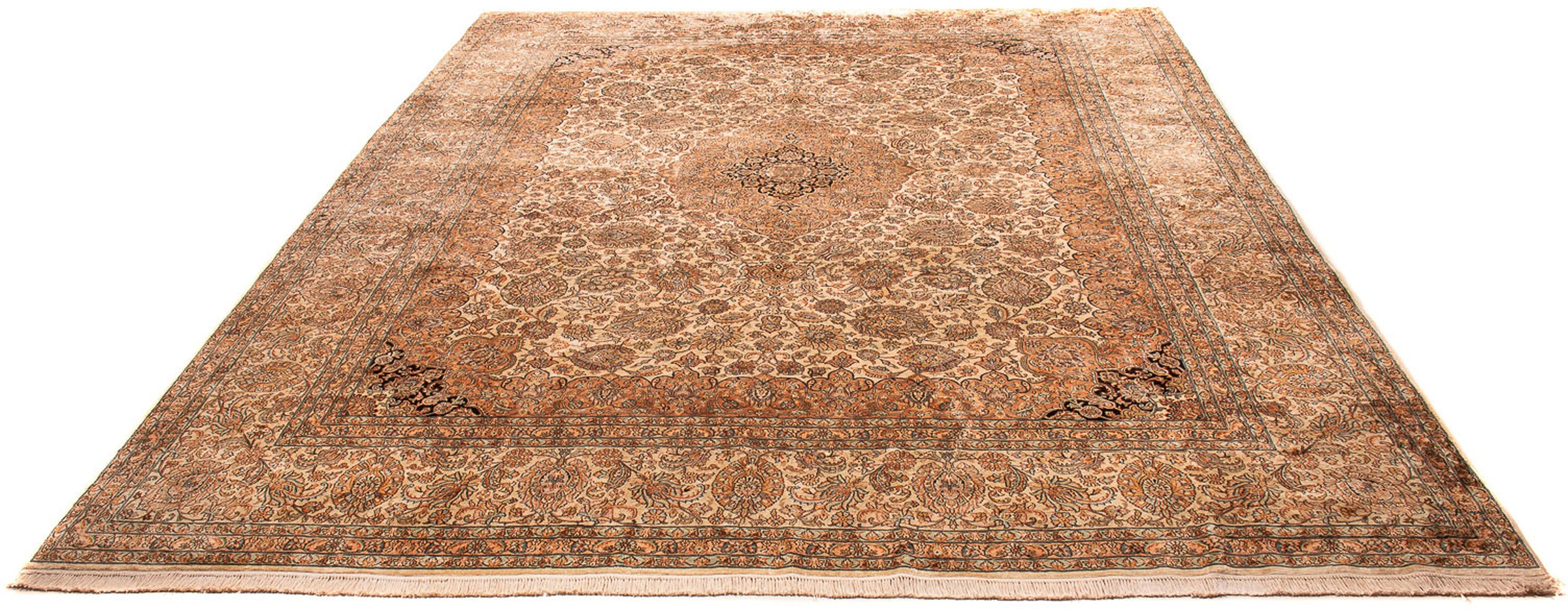 Image of morgenland Seidenteppich »Seidenteppich - Kaschmir Seide - 410 x 307 cm - hellbraun«, rechteckig, 4 mm Höhe, Wohnzimmer, Handgeknüpft, Einzelstück mit Zertifikat bei Ackermann Versand Schweiz