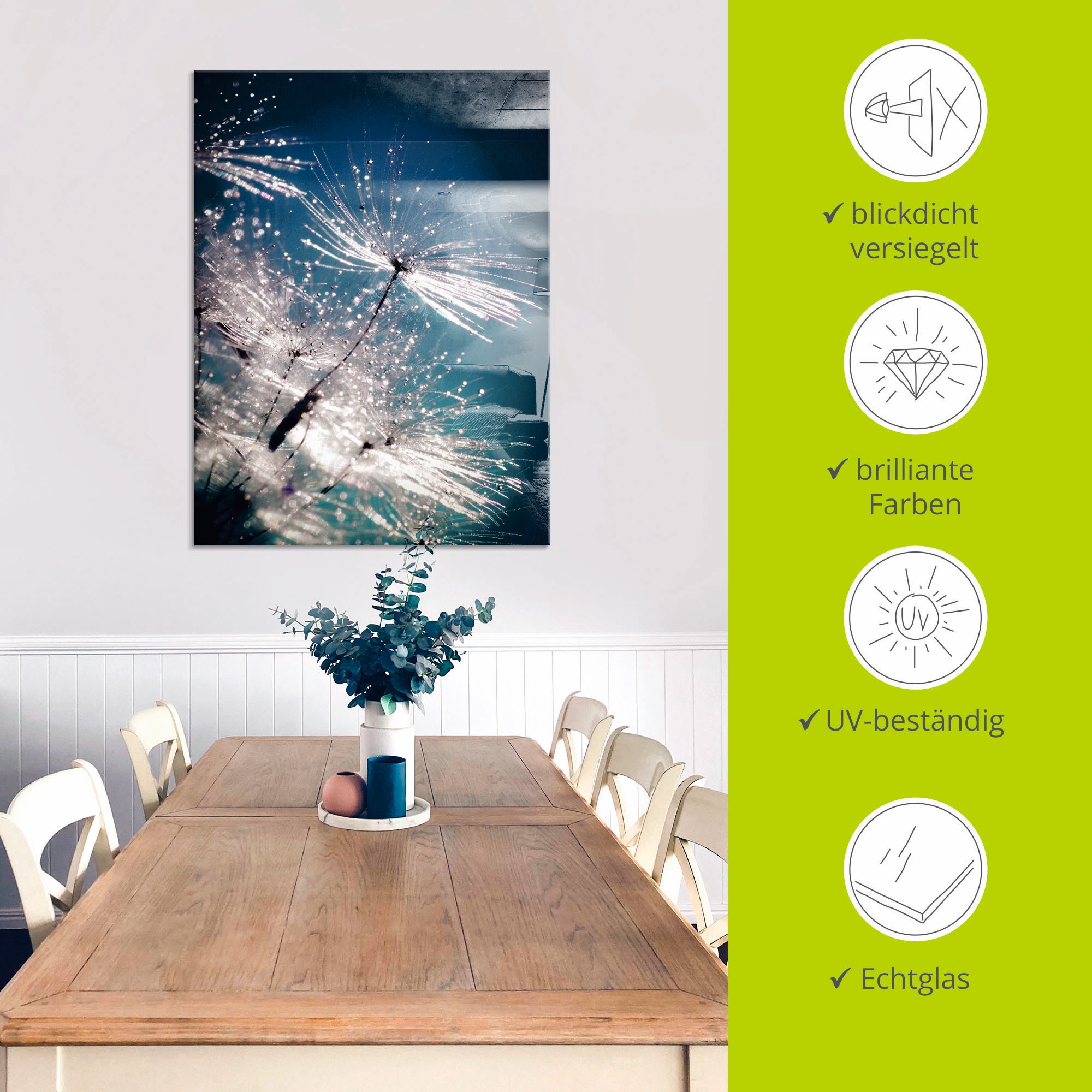 Artland Tableau en verre »Pusteblume Kristallschirmchen« 1 cuis tlg. in verschiedenen Grössen
