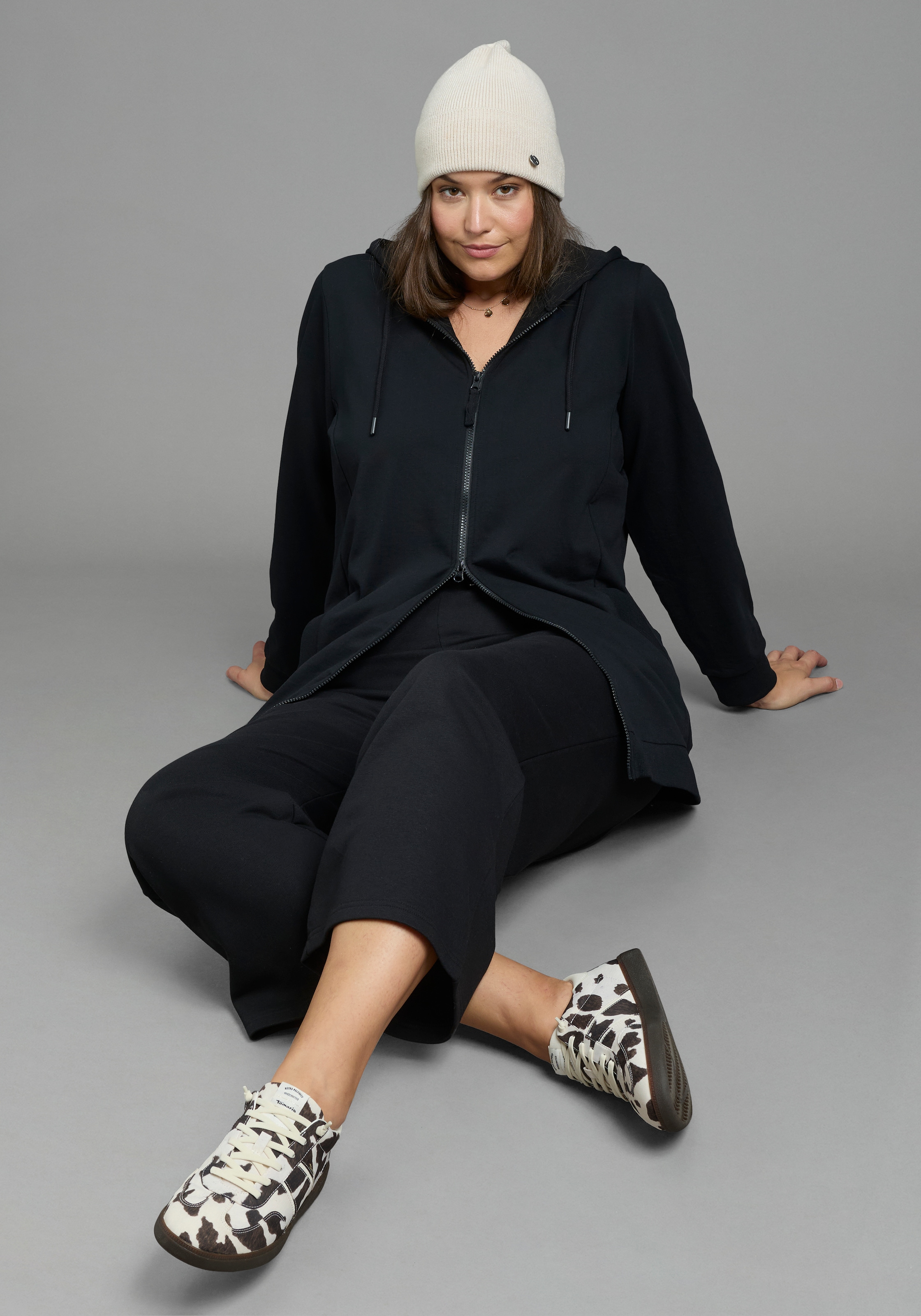 Laura Scott CURVE Kapuzensweatjacke »Grosse Grössen« im Oversized Look aus weicher Baumwolle