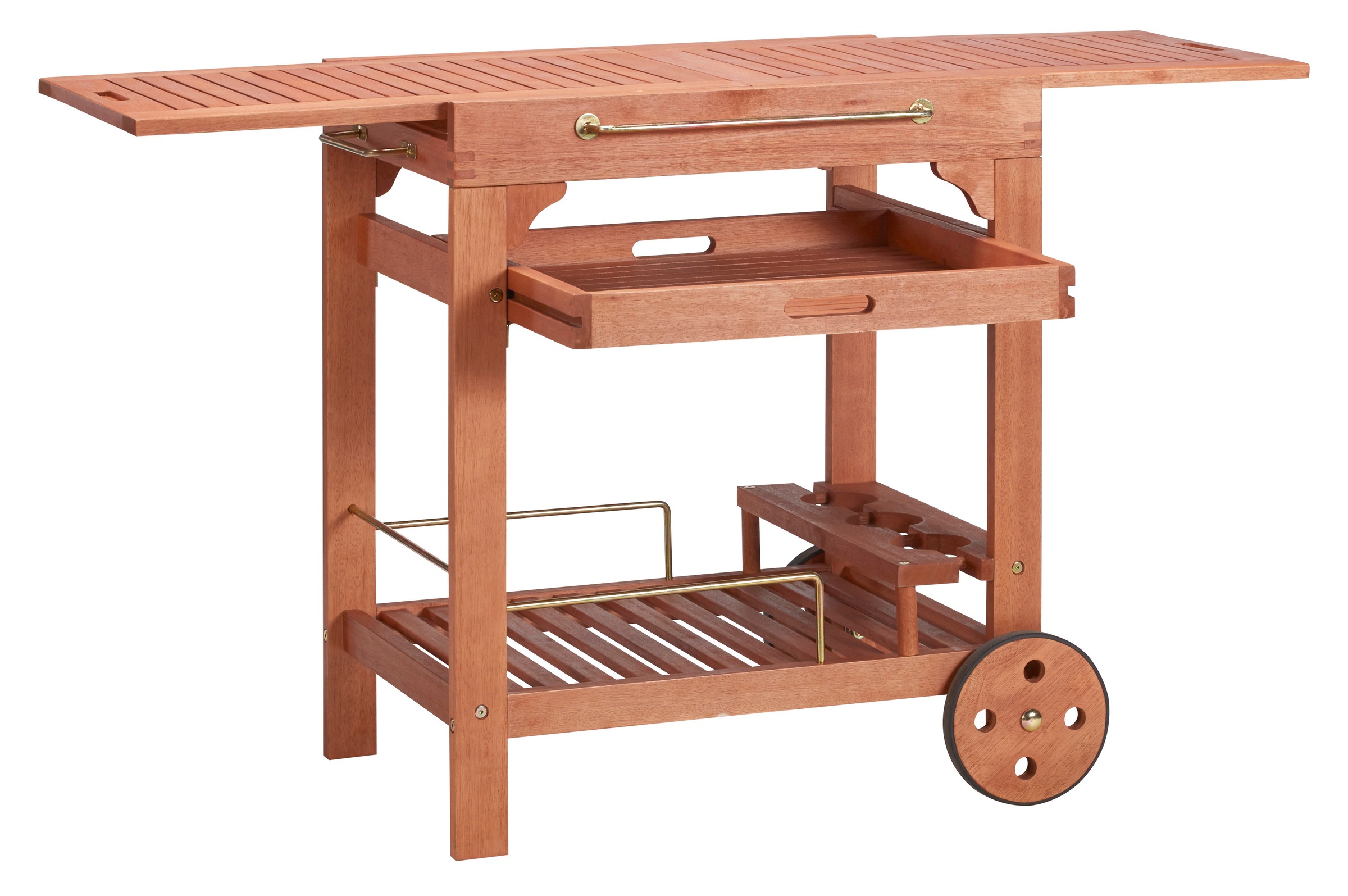 MERXX Servierwagen "Multifunktion" Eukalyptusholz, 70-140x50 cm, ausziehbar