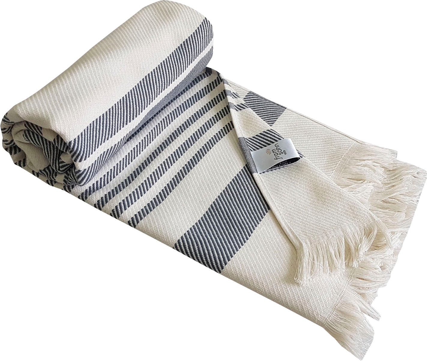 Image of framsohn frottier Hamamtuch "Boho Living - Steifen Muster" 100x180, gestreift & mit Fransen, ideal als Strandtuch, Sauna, Reise