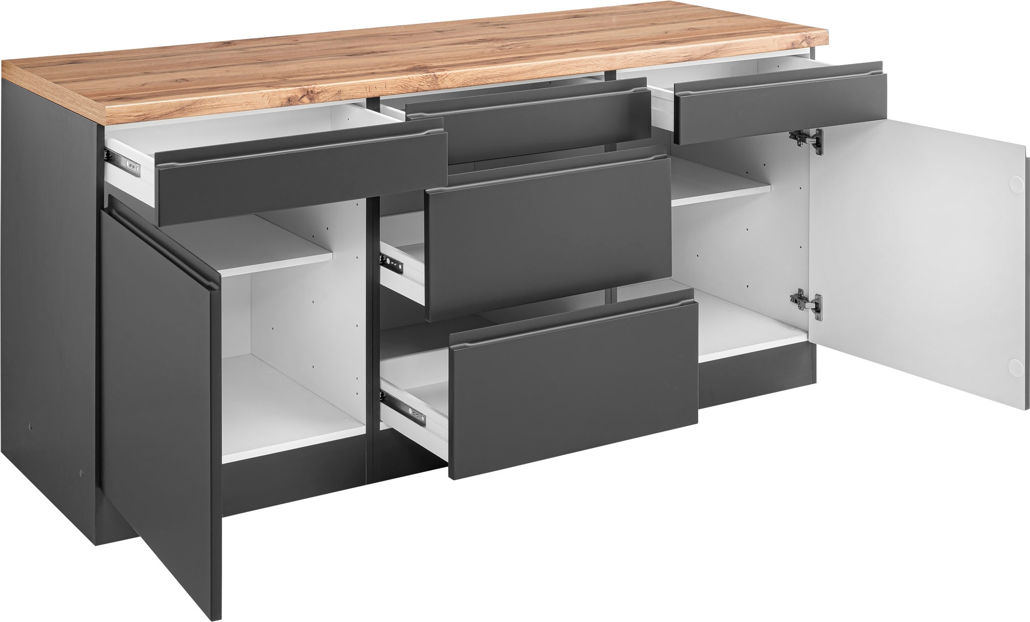 KOCHSTATION Unterschrank »KS-Bruneck« >>Bruneck<< 180 cm breit, für viel Stauraum, hochwertige MDF-Fronten