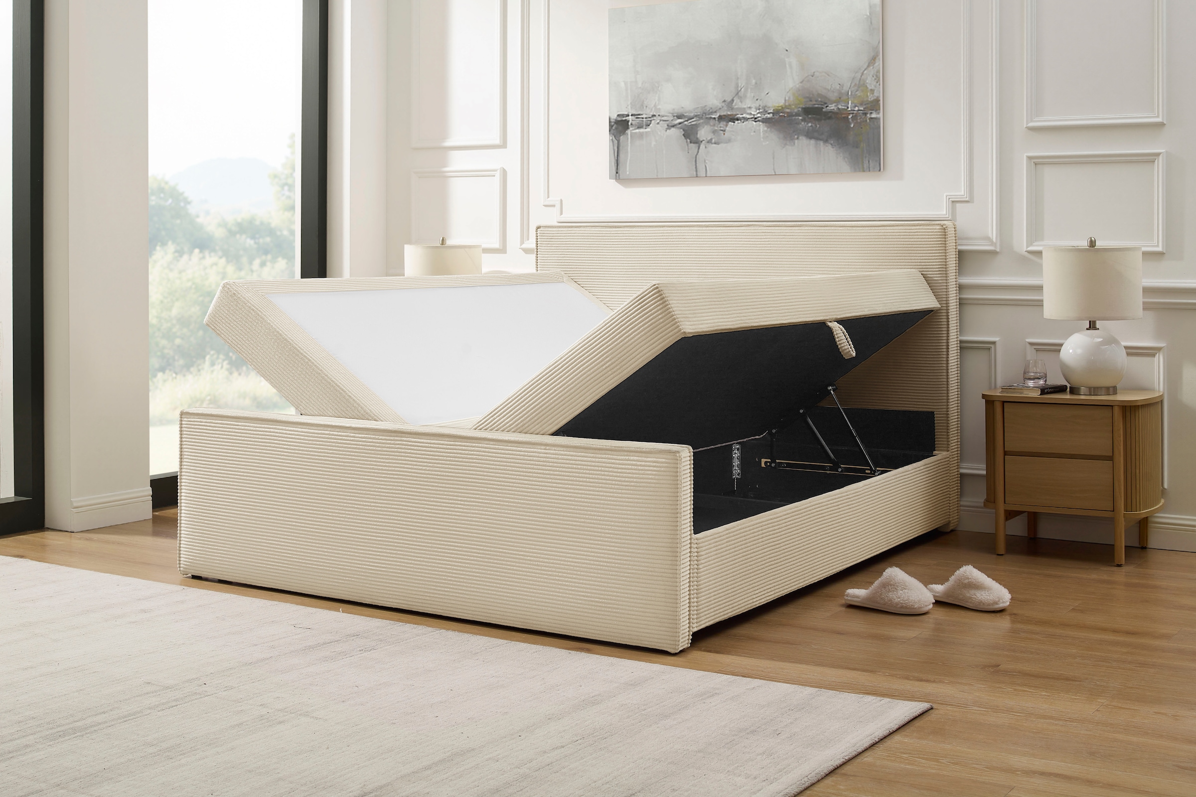 GOODproduct Boxbett »Henno inkl. Bettkasten und Topper, Liegefläche 180x200cm« erhältlich in hochwertigem Cord-Stoff und der Grösse 180x200 cm