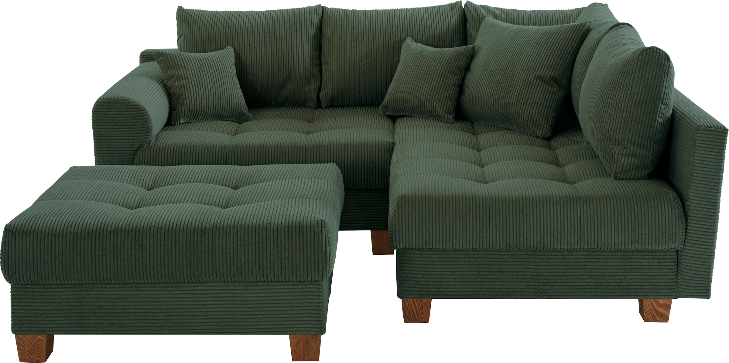 Home affaire Ecksofa »Rice L-Form inkl. Hocker«, (Set, mit Hocker), mit Bonnellfederkern, Hocker & Kissen, Ottomane beidseitig montierbar