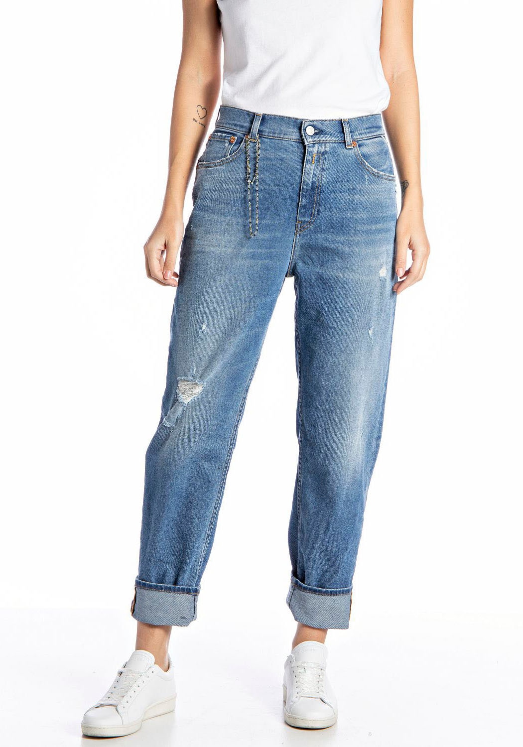 Straight-Jeans »KILEY«, im Used Look mit Kettendetail