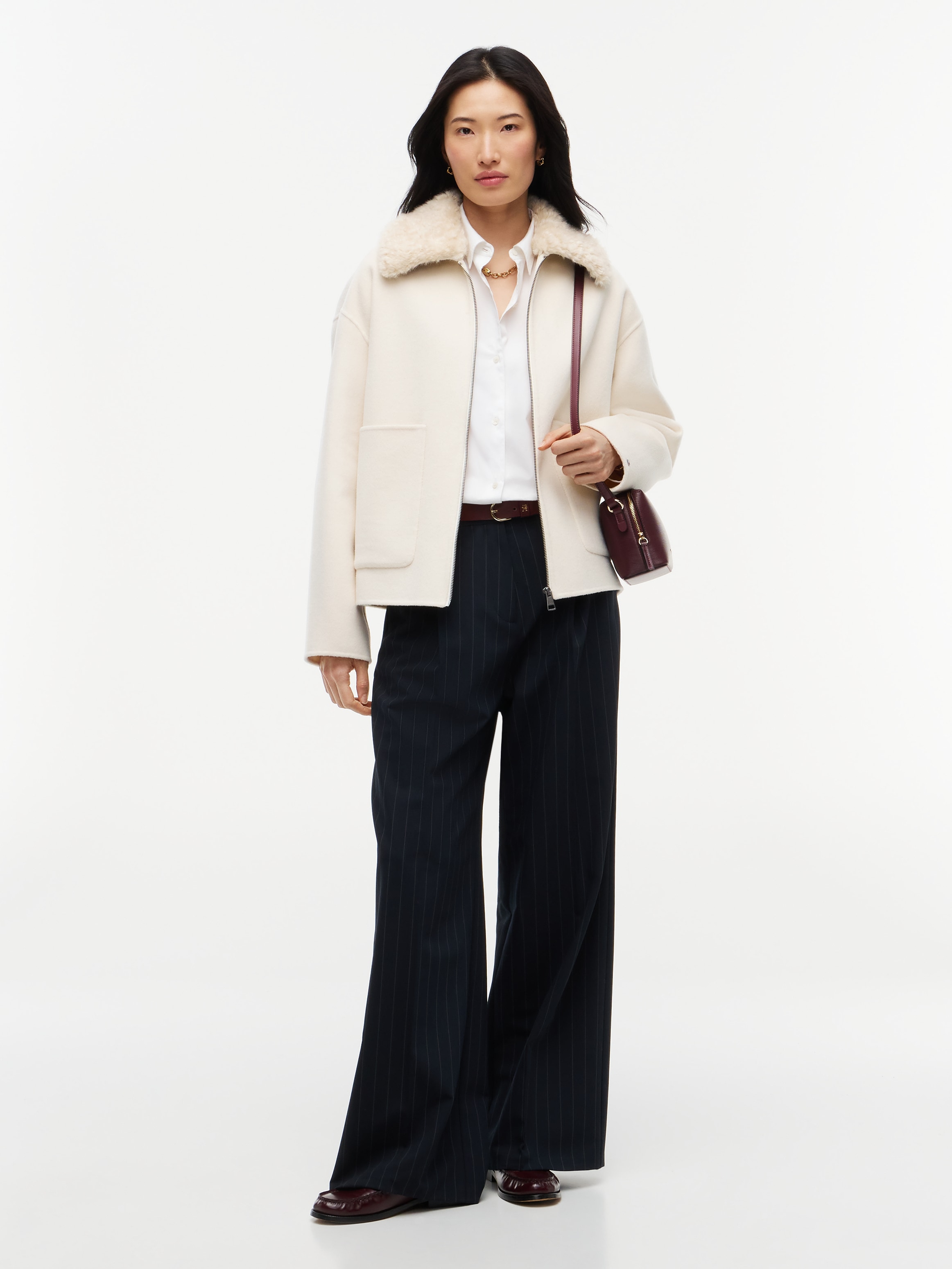 Tommy Hilfiger Veste courte »DF WOOL ZIP THROUGH JACKET« Materialmix, mit Wolle