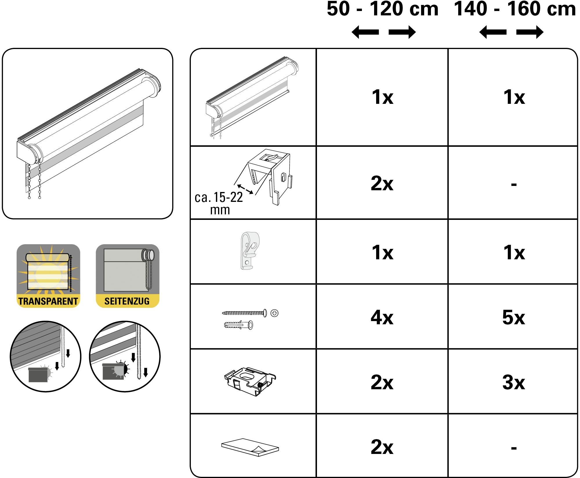 GARDINIA Doppelrollo »de luxe«, halbtransparent, Sichtschutz, mit Bohren/ohne Bohren, freihängend, hochwertiges Gesamtkonzept mit silbernen Metallkomponenten