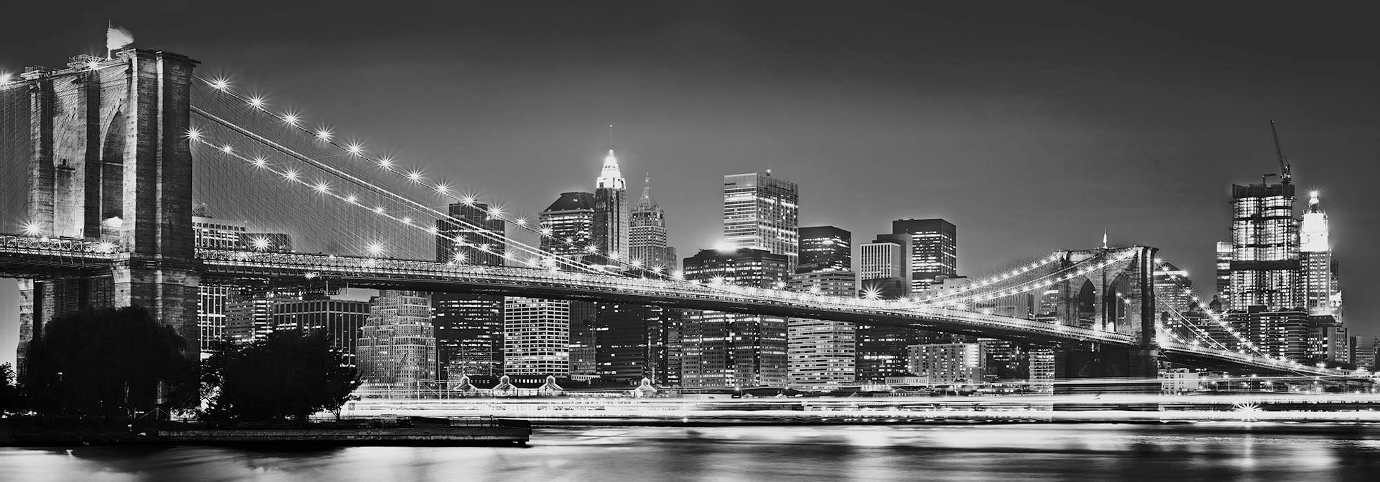 Image of Komar Vliestapete "Digitaldruck Vlies - Brooklyn Bridge - Grösse 400 x 140 cm" bedruckt glatt Wohnzimmer, Schlafzimmer