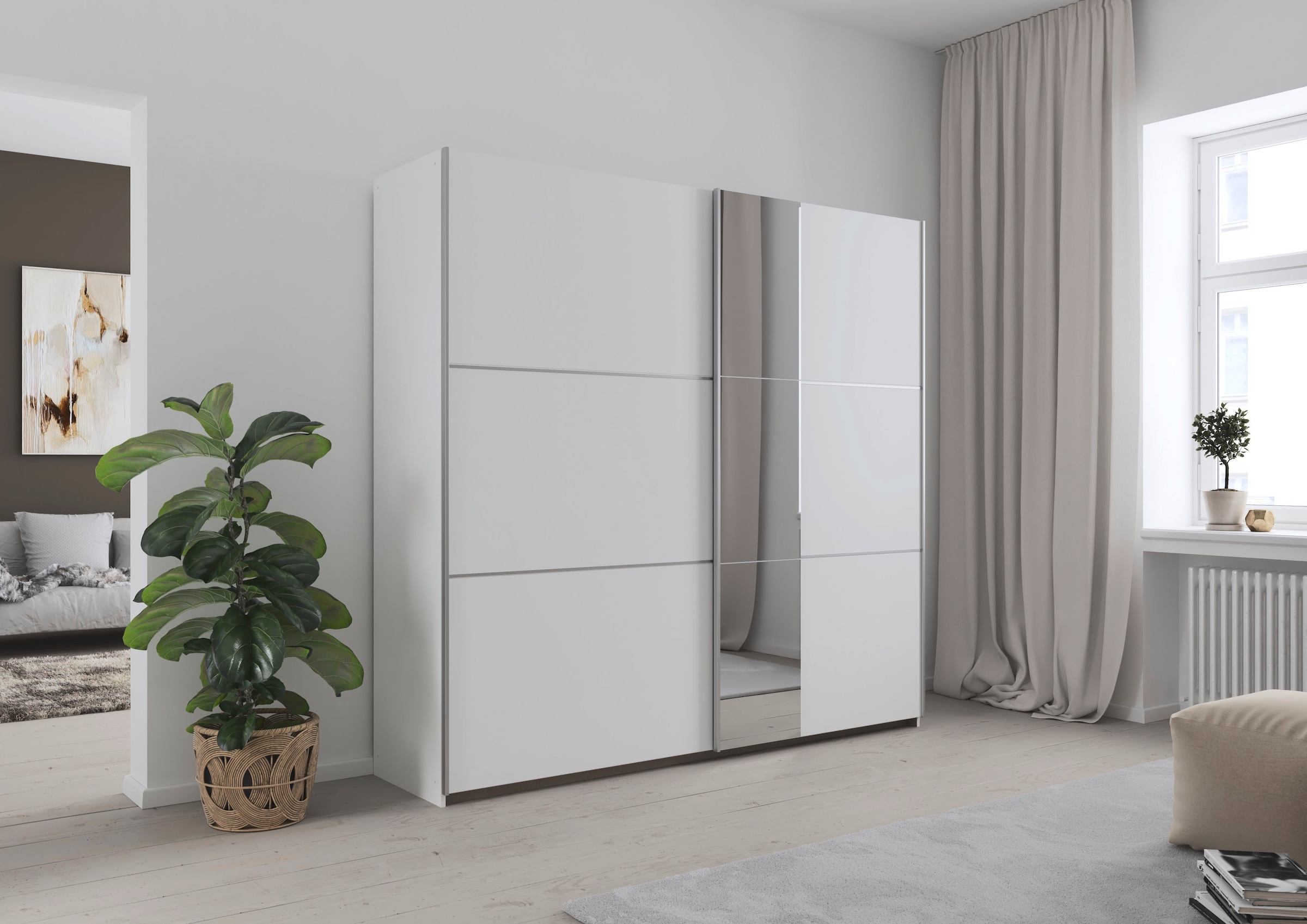 GOODproduct Kleiderschrank »Mehrzweckschrank Aktenschrank Möbel Mietswohnung TOPSELLER  ASTANA« 3 Ausstattungen BASIC/CLASSIC/PREMIUM (inkl. SOFT-CLOSE-FUNKTION),  mit 3 Spiegelelementen, Metallgriffleisten alufarbig MADE IN GERMANY