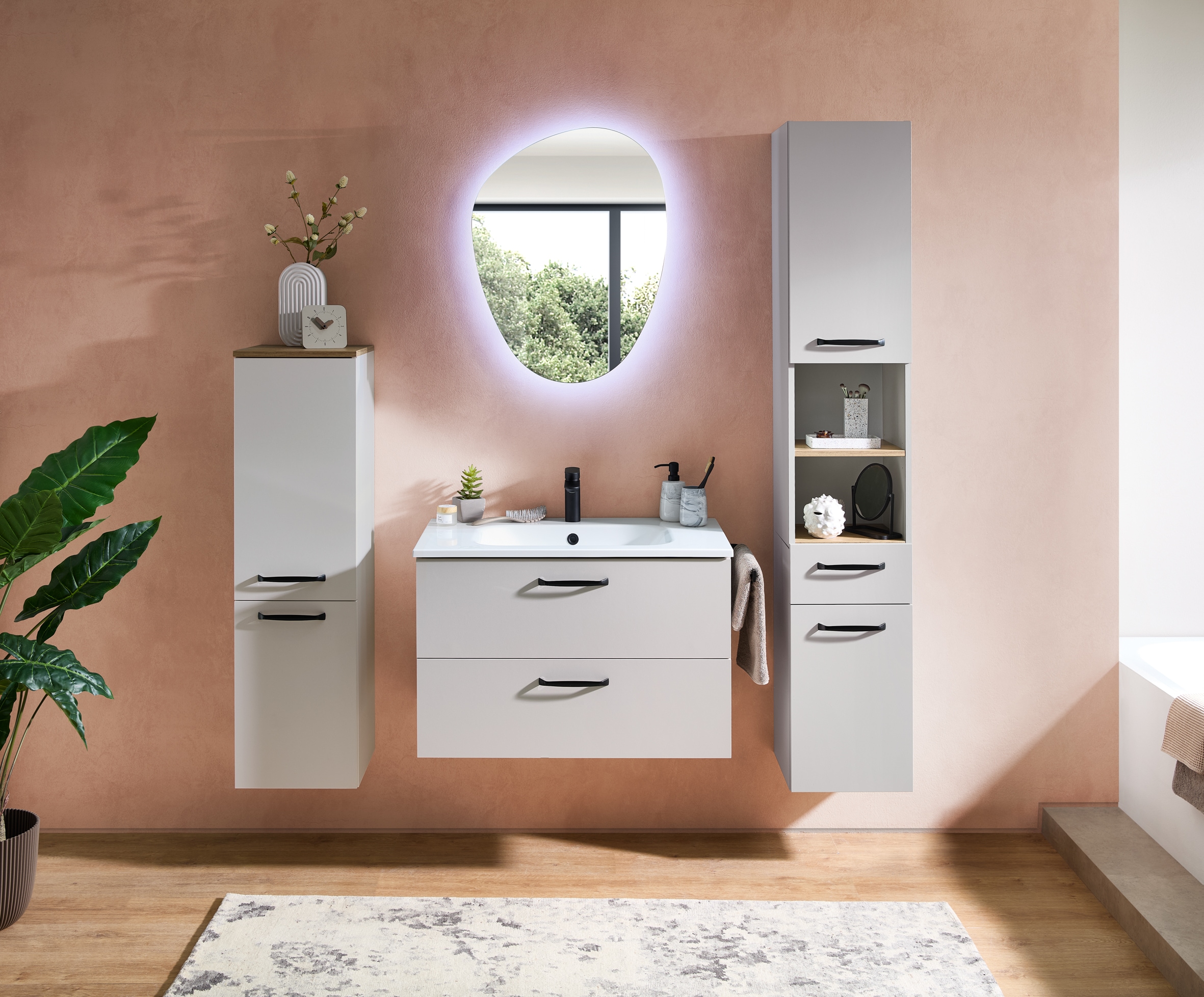 Saphir Ensemble de meubles de salle de bain »Quickset 500, Waschtischunterschrank mit Mineralmarmorwaschtisch« 2 cuis tlg.