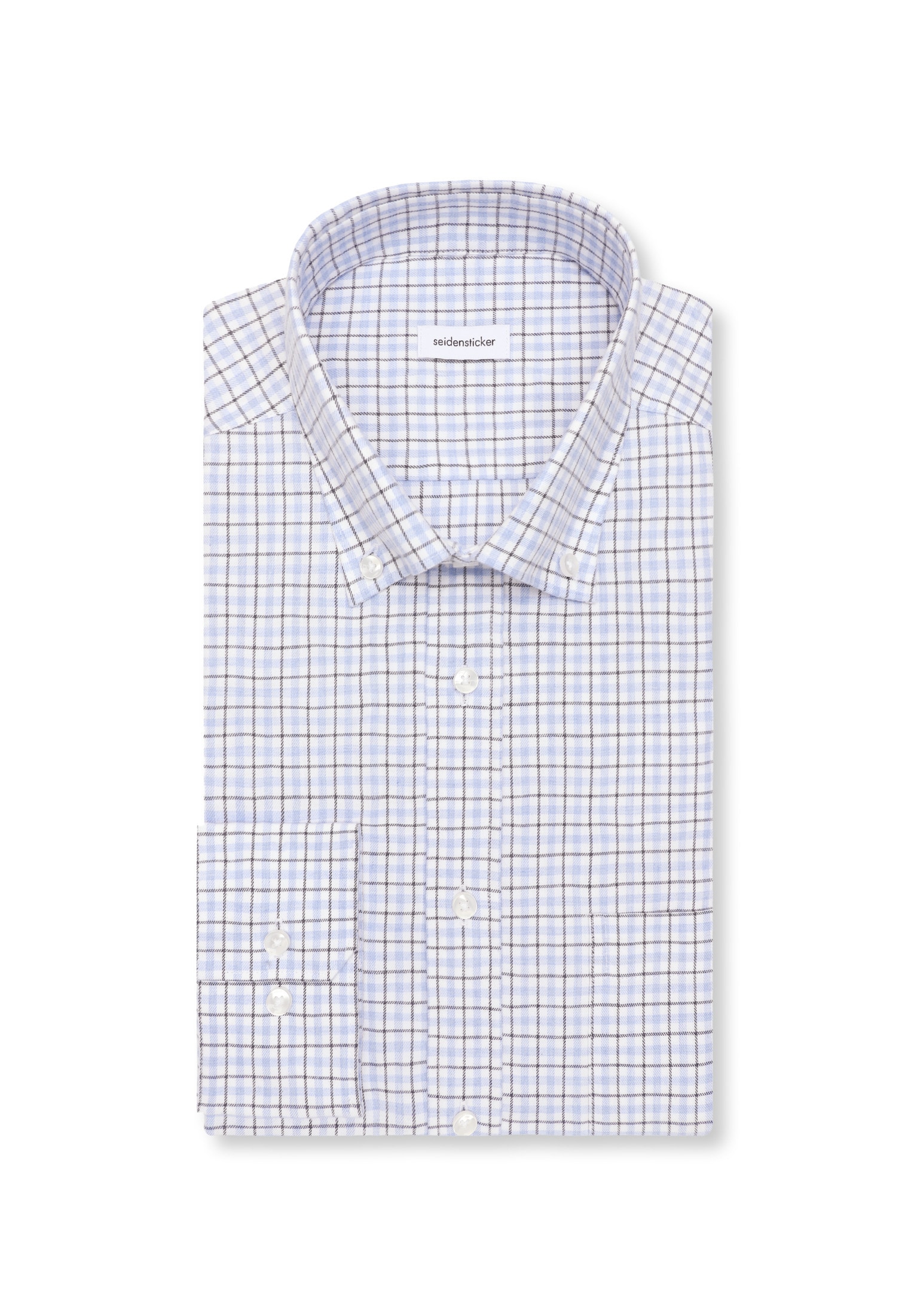 seidensticker Chemise en flanelle »Schwarze Rose« Regular 1/1 Button-Down-Kragen Karo